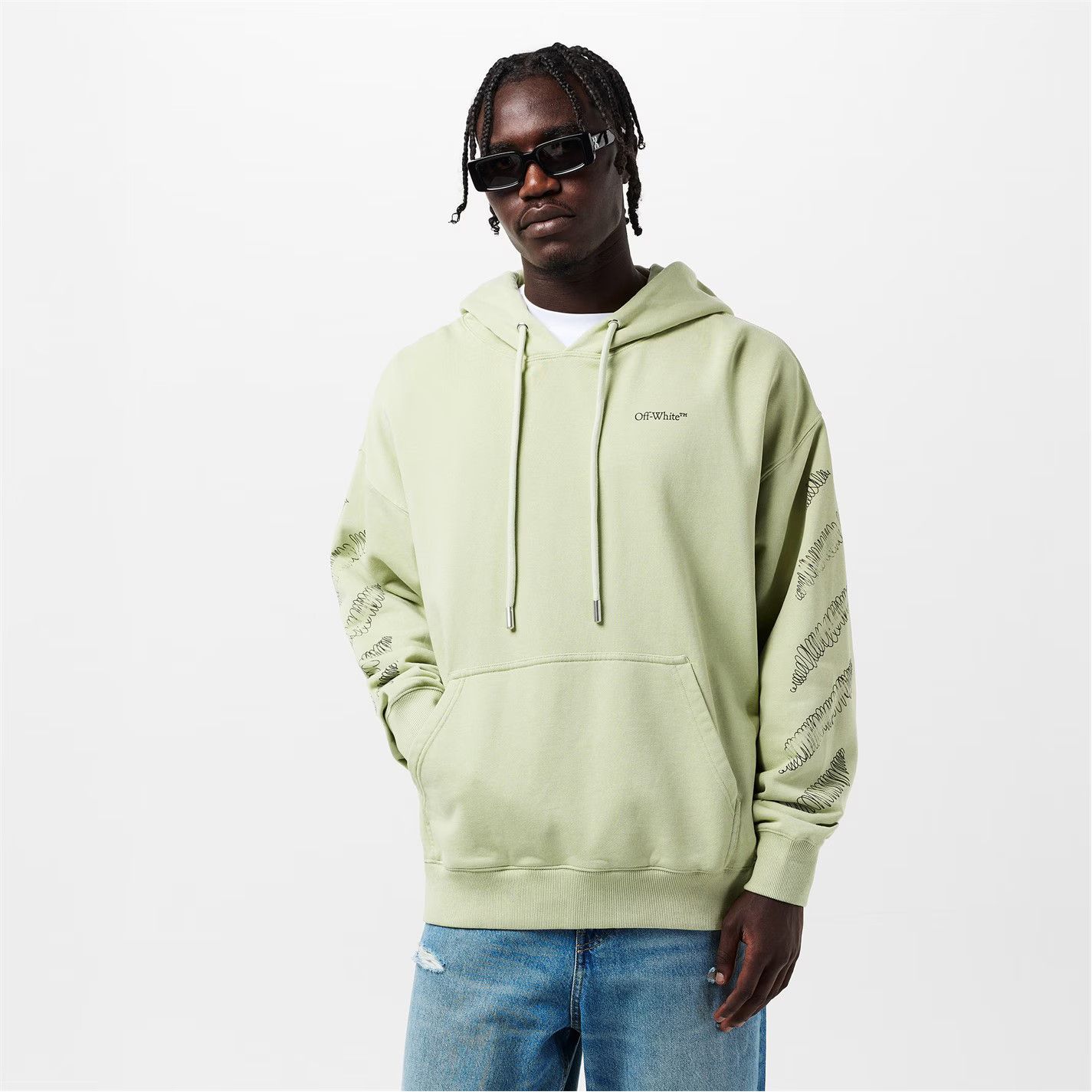Off-White o1g2r1mq0226 Scrib Diag Pullover Hoodie In Light Green Size US XL / EU 56 / 4 - 2 Thumbnail