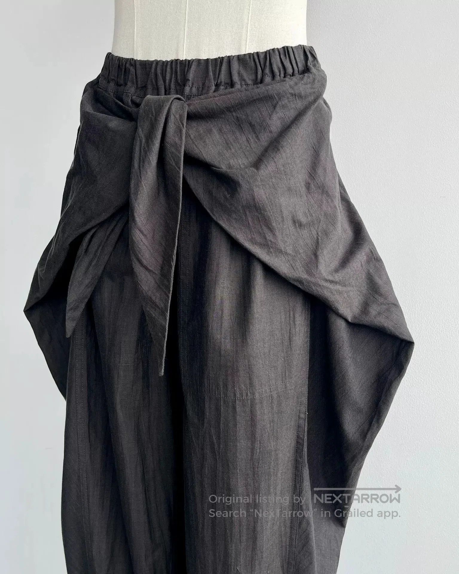 Japanese Brand Gray Wide-Leg Pants with Ties. Size 26" / US 2 / IT 38 - 3 Thumbnail