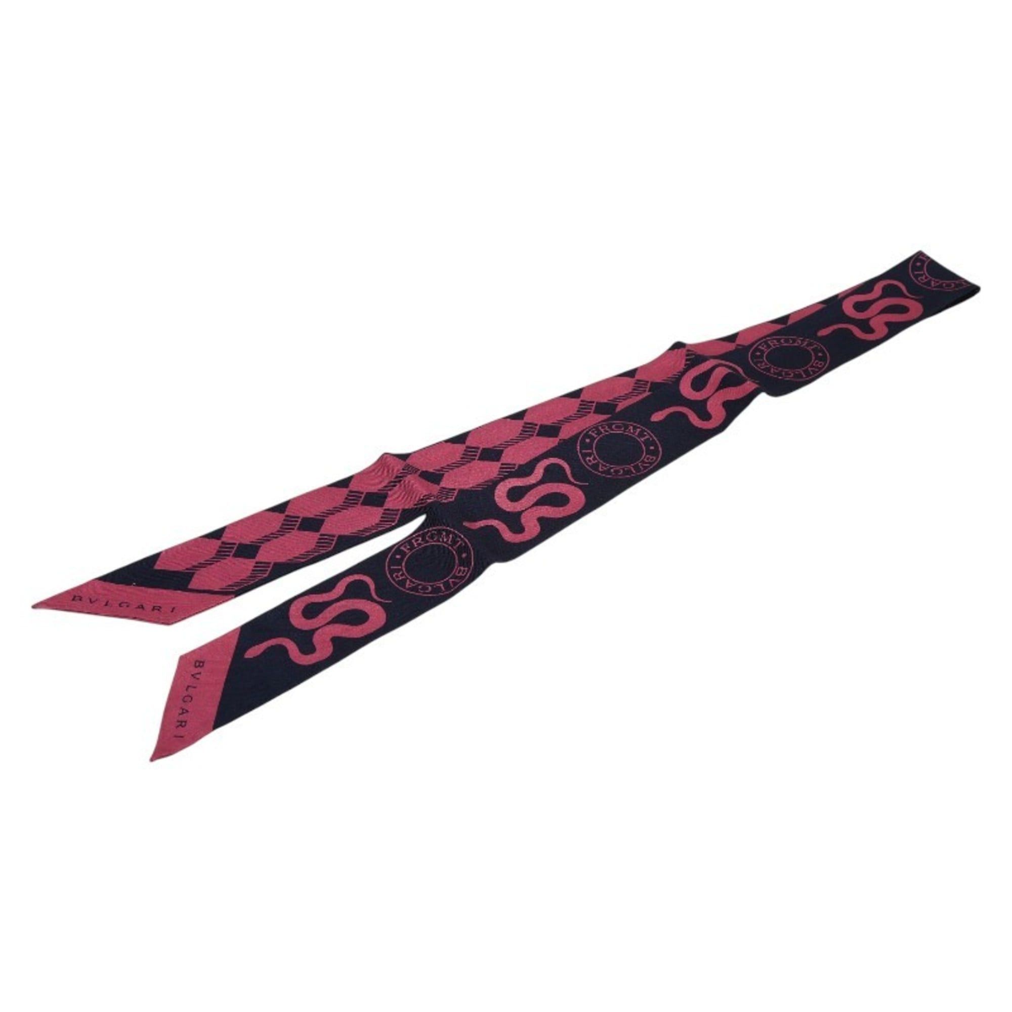 Bvlgari BVLGARI x FRGMT Collaboration Collection Serpenti Scarf/Muffler in Navy and Pink Silk for Women Size ONE SIZE - 1 Thumbnail