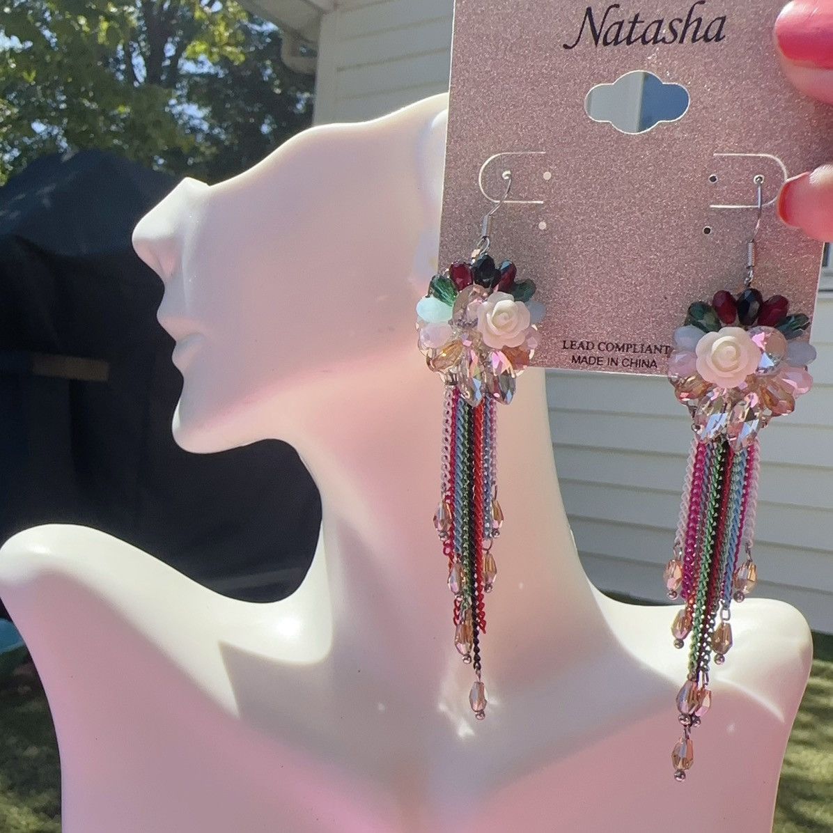 Designer Natasha silver tone circle beads flower colorful tassel Size ONE SIZE - 1 Thumbnail