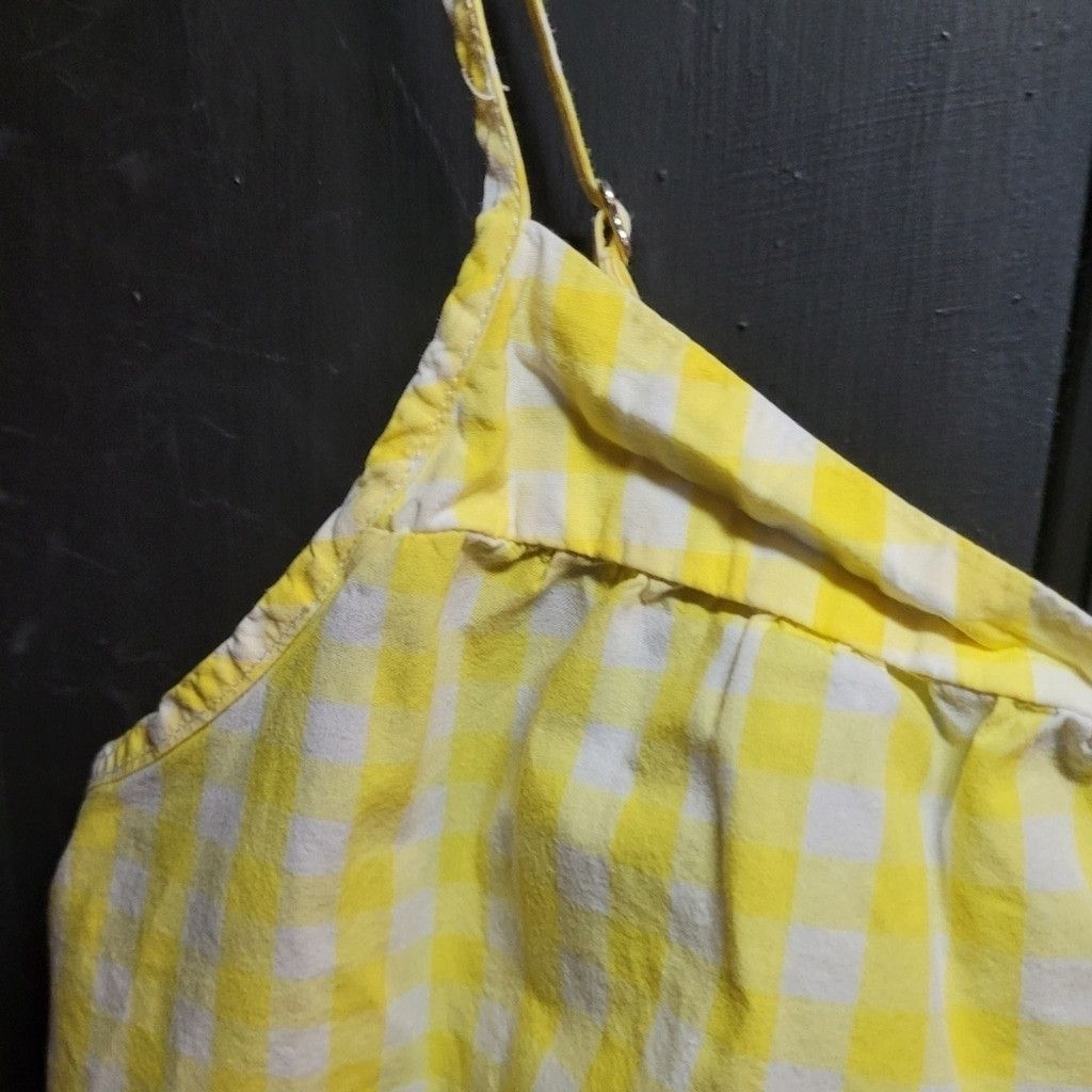 J.Crew J Crew, camisole top, yellow/white checks, medium, EUC Size L / US 10 / IT 46 - 2 Thumbnail