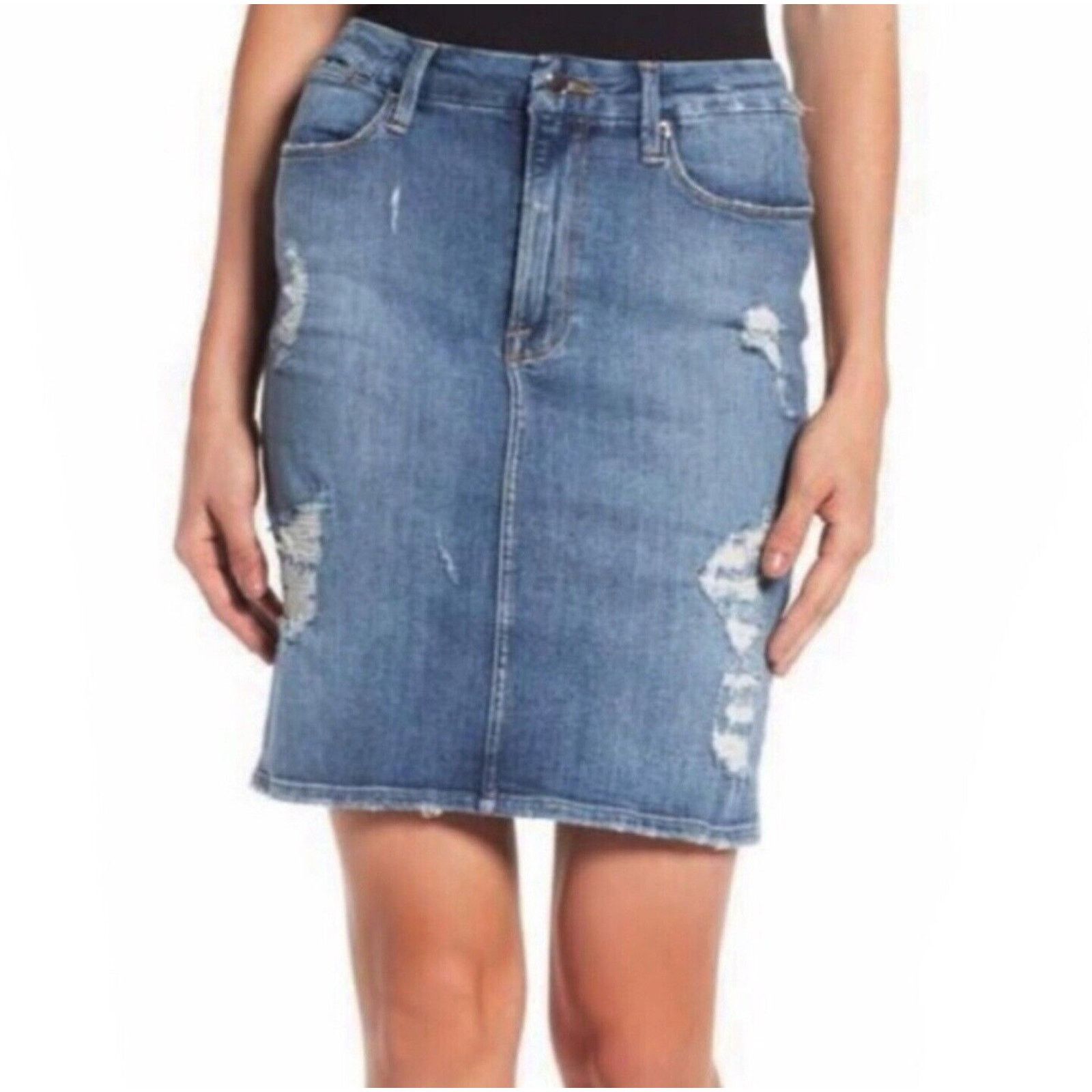 Good American GOOD AMERICAN Kardashian High Waist Pencil Distressed 10/30 Size 32" / US 10 / IT 46 - 1 Thumbnail