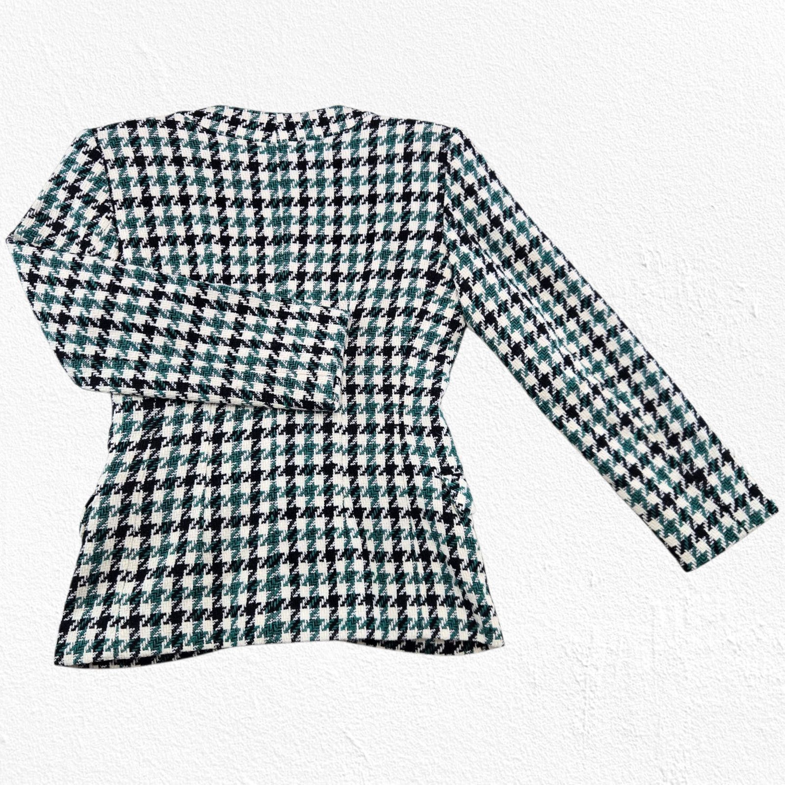 Ann Taylor 1980s Ann Taylor Green Black Wool Houndstooth Blazer Size 2 Size XS / US 0-2 / IT 36-38 - 10 Thumbnail