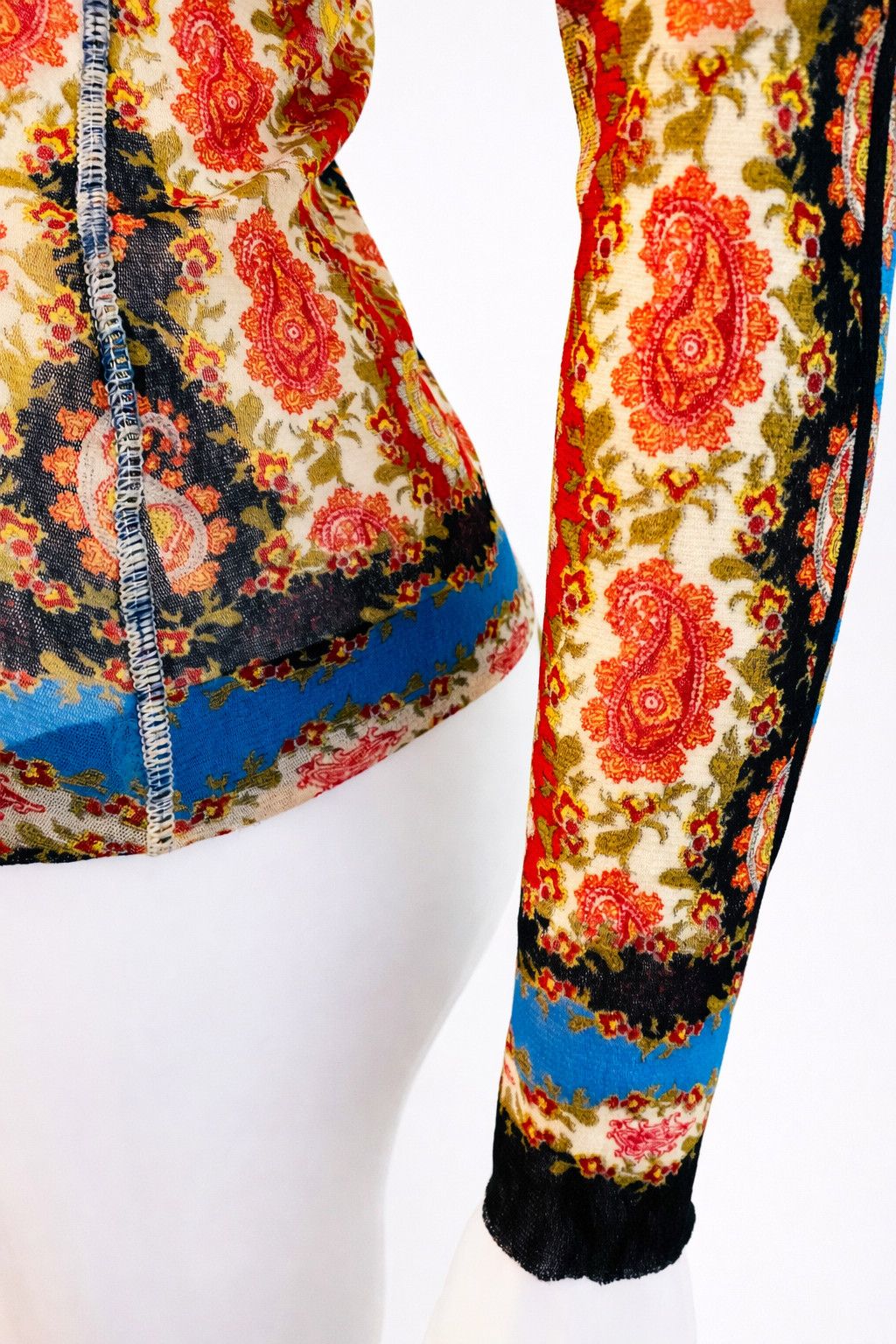 Jean Paul Gaultier Jean Paul Gaultier Mesh Top | Paisley Scarf Print | Sheer Size US S / EU 44-46 / 1 - 7 Thumbnail