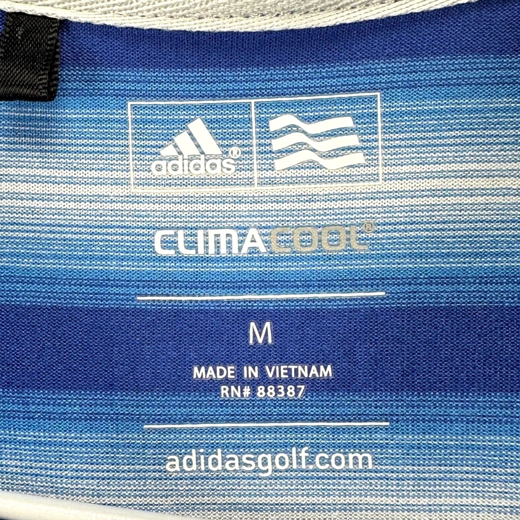 Adidas Adidas Climacool Mens M Shirt Polo Blue Striped Short Sleeve Golf Rugby EUC Size US M / EU 48-50 / 2 - 4 Thumbnail