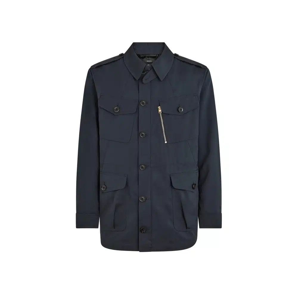Tom Ford o1loc1c0326 OJM015 Cotton Twill Field Jacket in Blue Size US S / EU 44-46 / 1 - 1 Thumbnail
