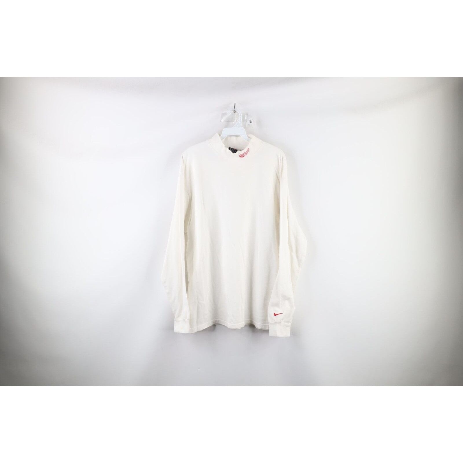 Nike × Vintage Vintage 90s Nike Detroit Red Wings Mock Neck T-Shirt Size US M / EU 48-50 / 2 - 1 Thumbnail
