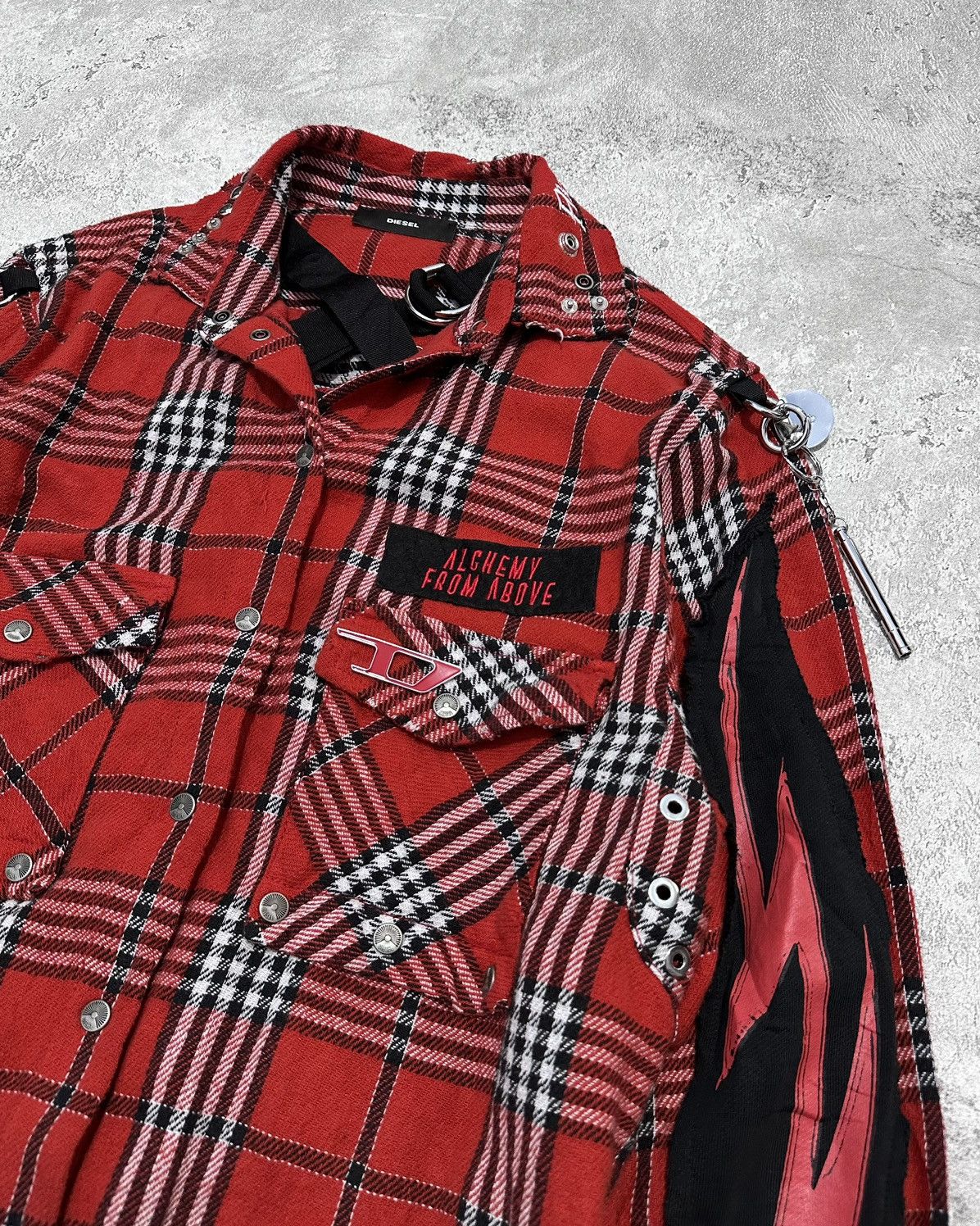 Diesel × Diesel Black Gold Diesel Distressed Plaid Flannel Shirt Size US S / EU 44-46 / 1 - 4 Thumbnail
