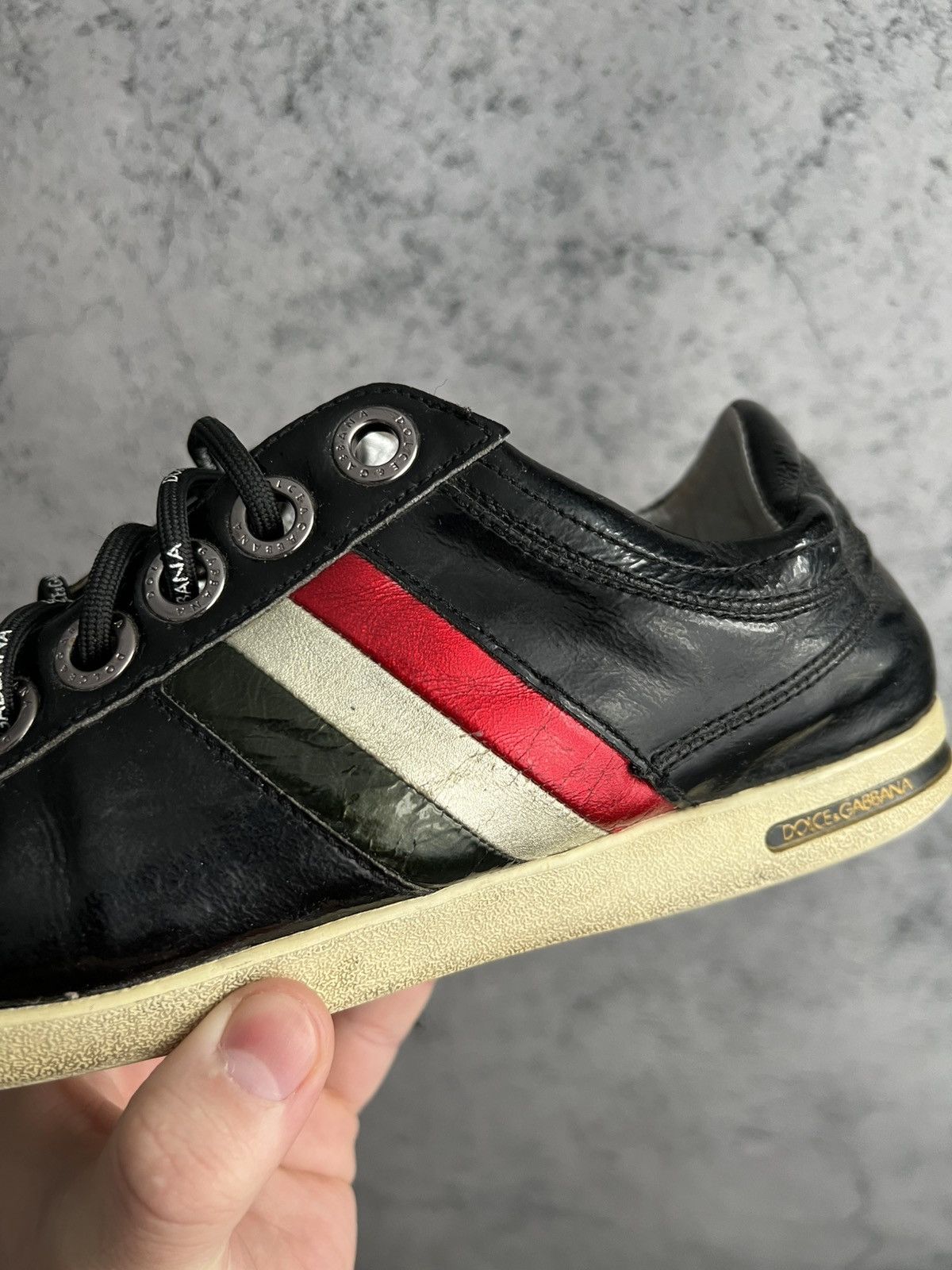 Dolce & Gabbana Vintage Dolce&Gabbana Patent Leather Low Top Sneakers DG Y2K Size US 9 / EU 42 - 16 Thumbnail