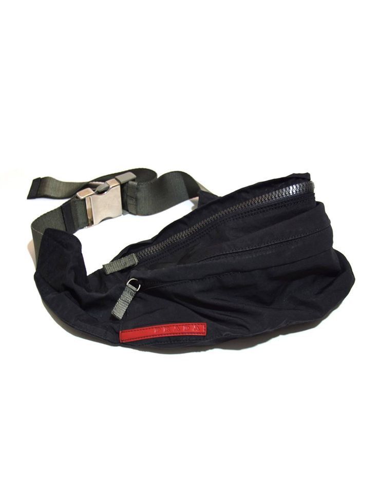 Prada PRADA Sports Waist Bag Nylon Black Red Size ONE SIZE - 10 Thumbnail