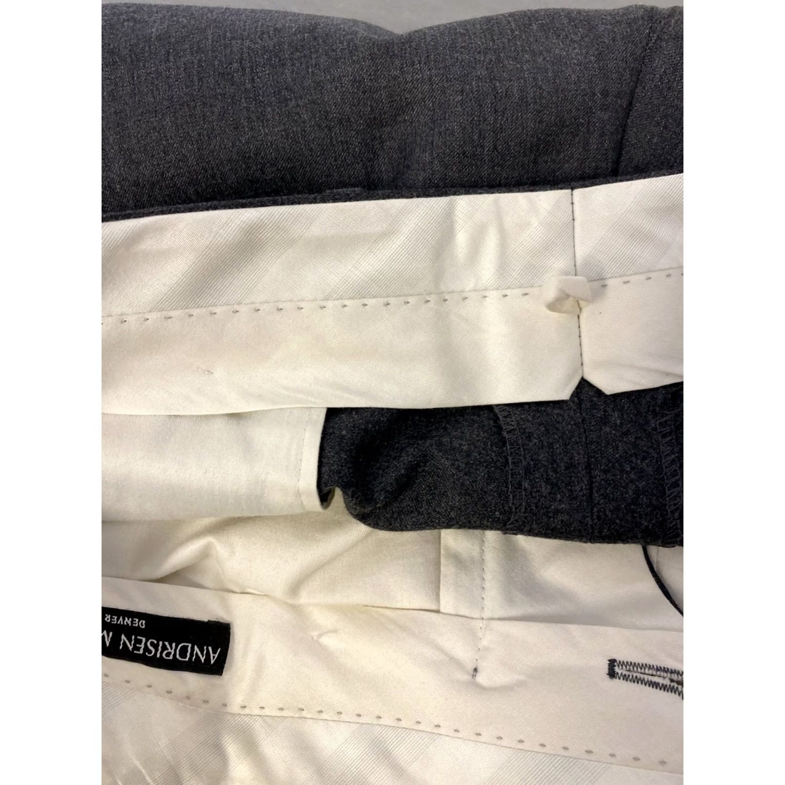 Vintage Anderson Morton Dress Pants Men’s 34x32 Gray Wool Flat Front Zipper Casual Dress Pants Classic Fit Slash Pockets Italy Size US 34 / EU 50 - 7 Thumbnail