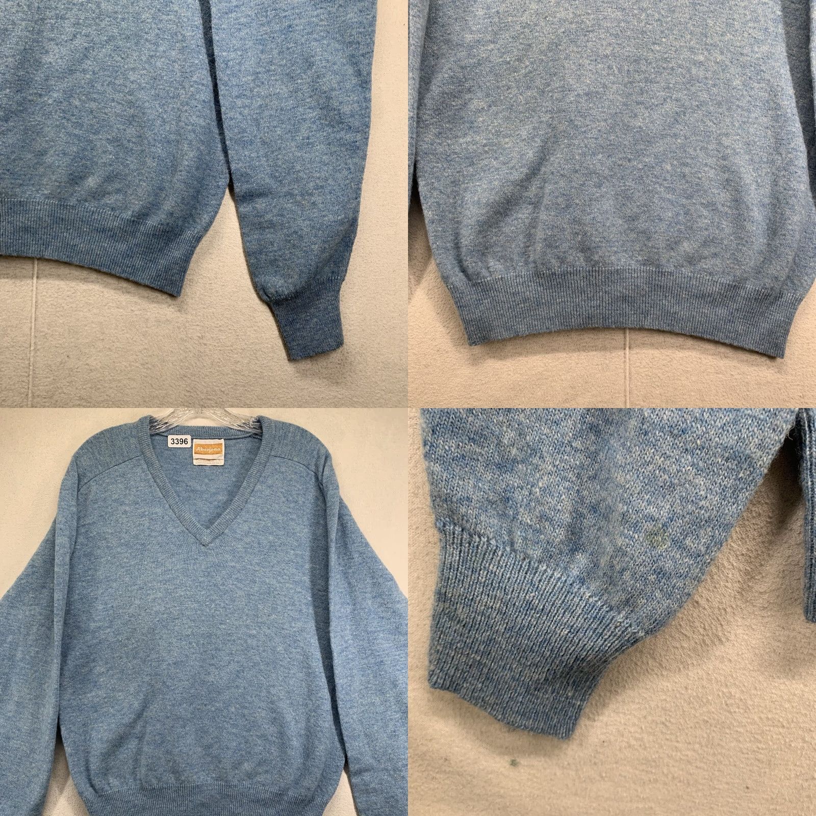 Vintage VINTAGE Aberjona Wool Blend Grandpa Sweater Pullover Men Medium Blue 80s 90s 70s Golf Walking Mens Knit V-Neck Long Sleeve Athletic Fit Size US M / EU 48-50 / 2 - 8 Thumbnail