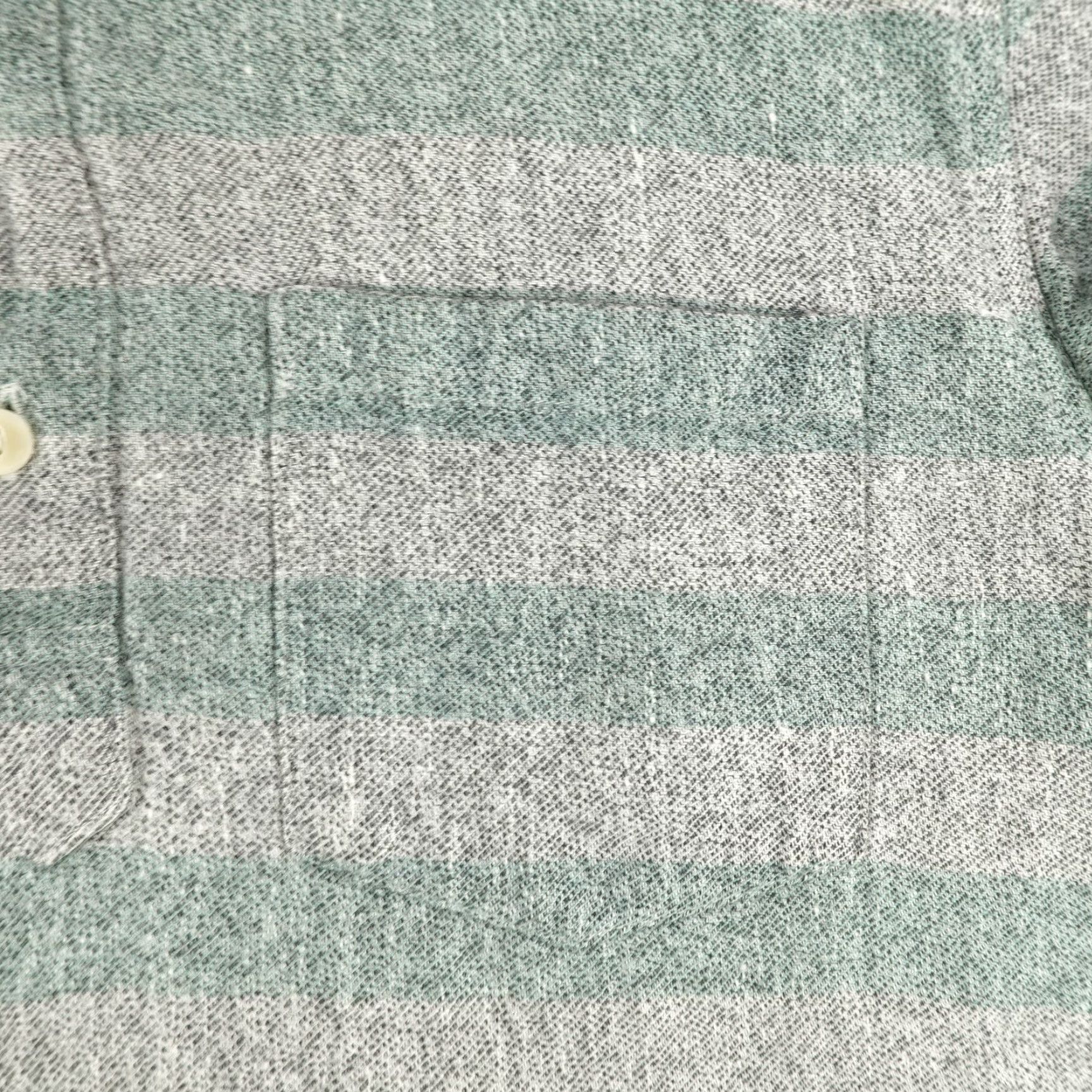 Wallace & Barnes WALLACE & BARNES Shirt Mens XS Green Striped Linen Blend Button Up Pullover Size US XS / EU 42 / 0 - 3 Thumbnail