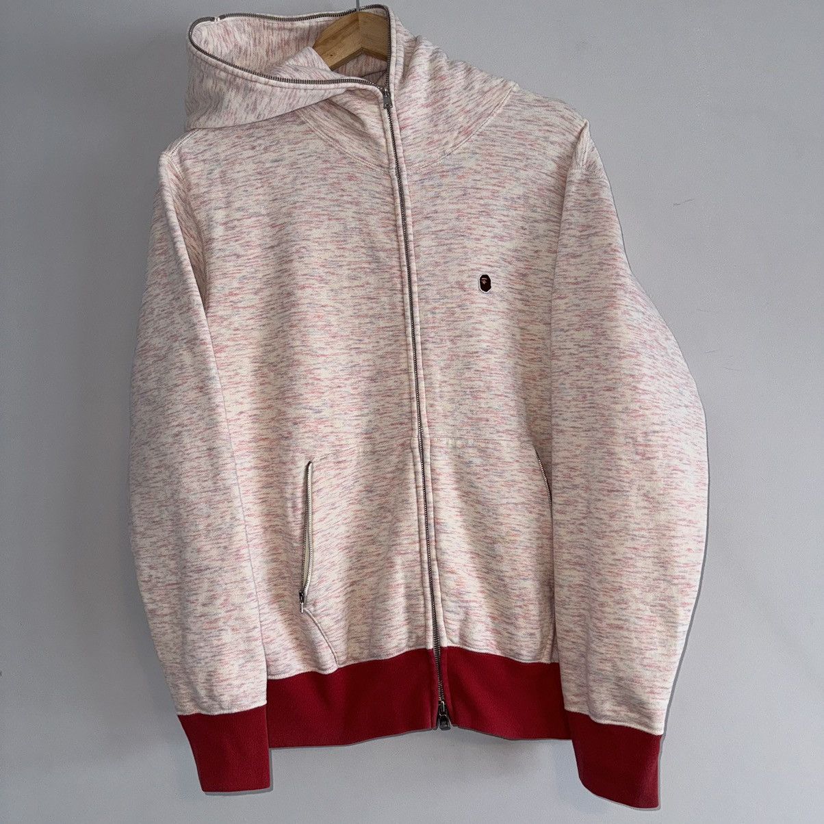 image of Bape One Point Full Zip Hoodie in Red, Men's (Size Medium)