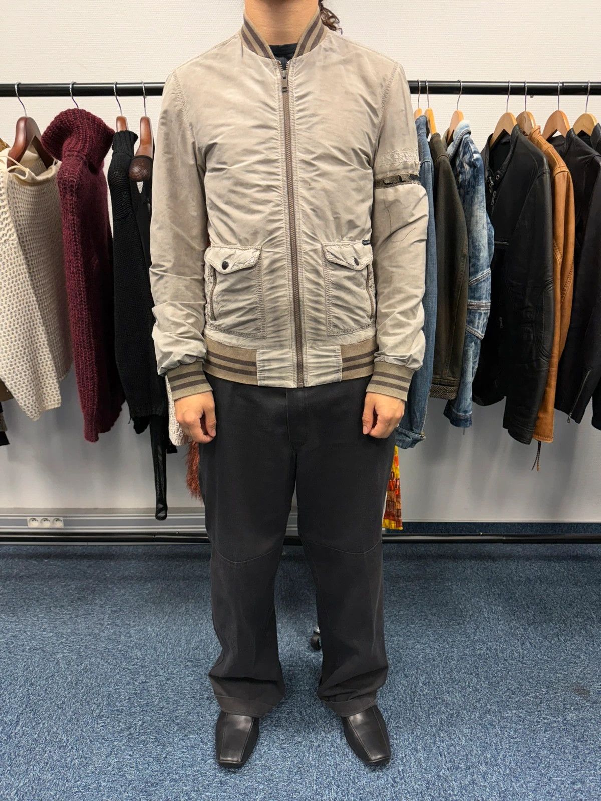 Dolce & Gabbana Dolce & Gabbana Grey Nylon Faded Bomber Jacket Size US M / EU 48-50 / 2 - 1 Thumbnail
