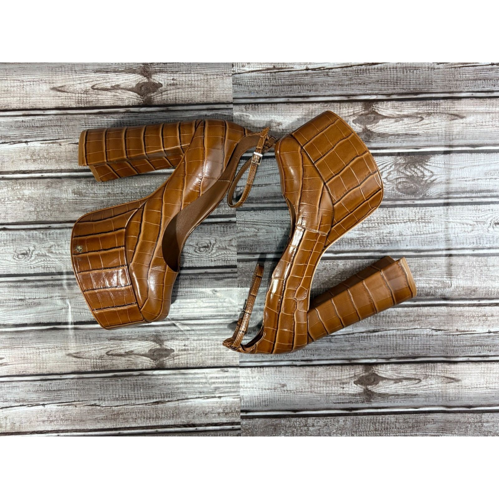 SCHUTZ Schutz Darlene Croco/wood Platform Mary Jane Heels Leather S Size US 8.5 / IT 38.5 - 6 Thumbnail