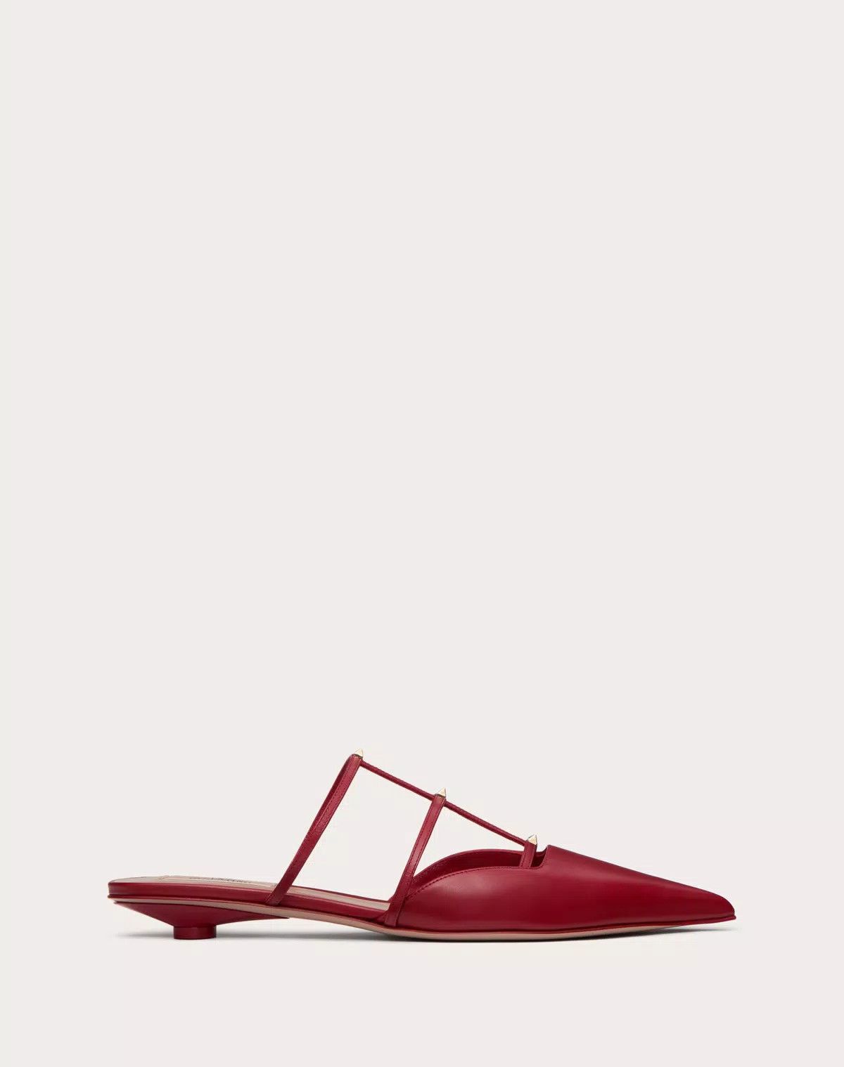 Valentino o1s1wg110426 Rockstud Wispy Calfskin Mules in Red Size US 7 / IT 37 - 1 Thumbnail