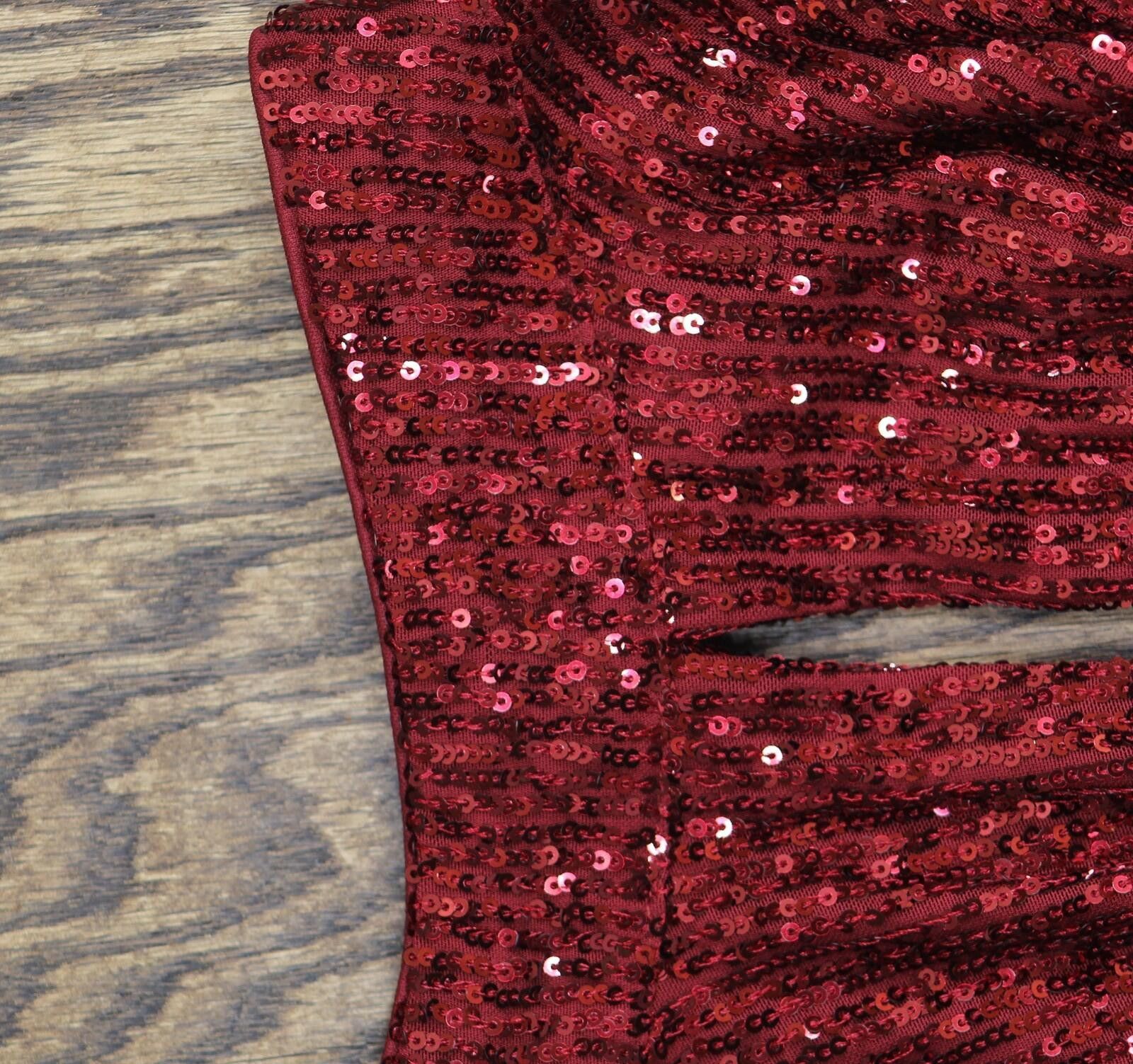 Other Nwt Msk Sequin Neck Long Sleeved Top Blouse Dark Wine Red L Size L / US 10 / IT 46 - 7 Thumbnail