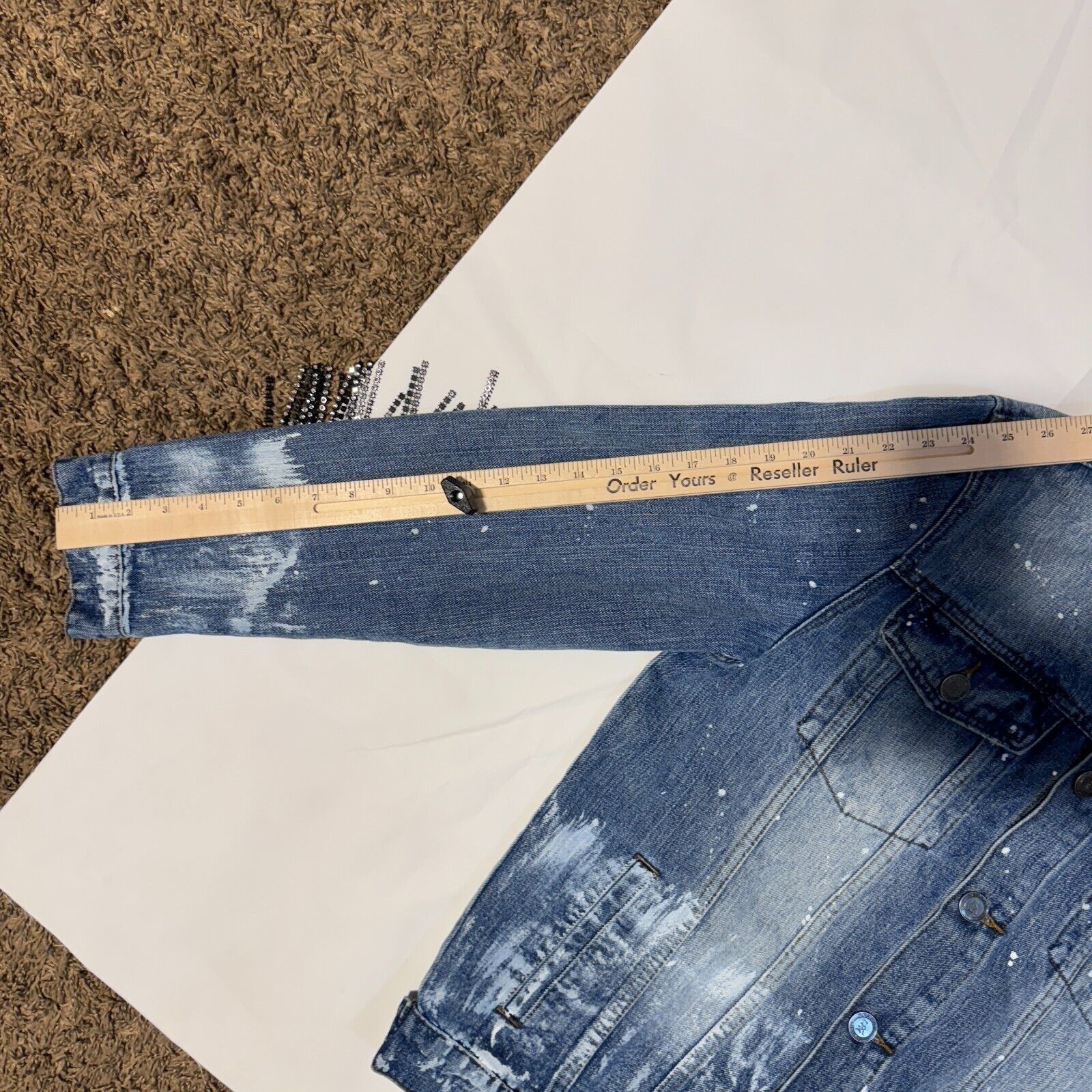Reason Reasons Denim Cowgirl Jacket - M - Rhinestone Tassel Paint S Size M / US 6-8 / IT 42-44 - 7 Thumbnail