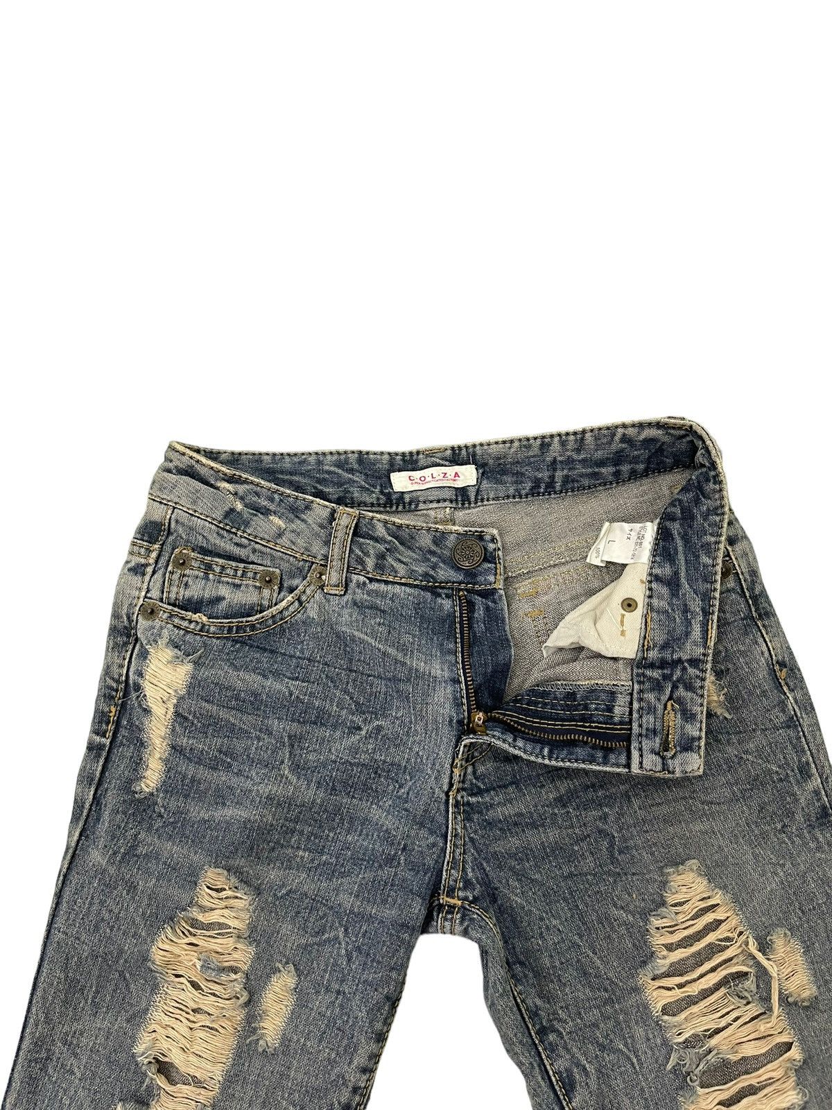Japanese Brand Flare Jeans Colza Distress Low Rise Boot Cut 7🟦4 Size US 29 - 10 Thumbnail