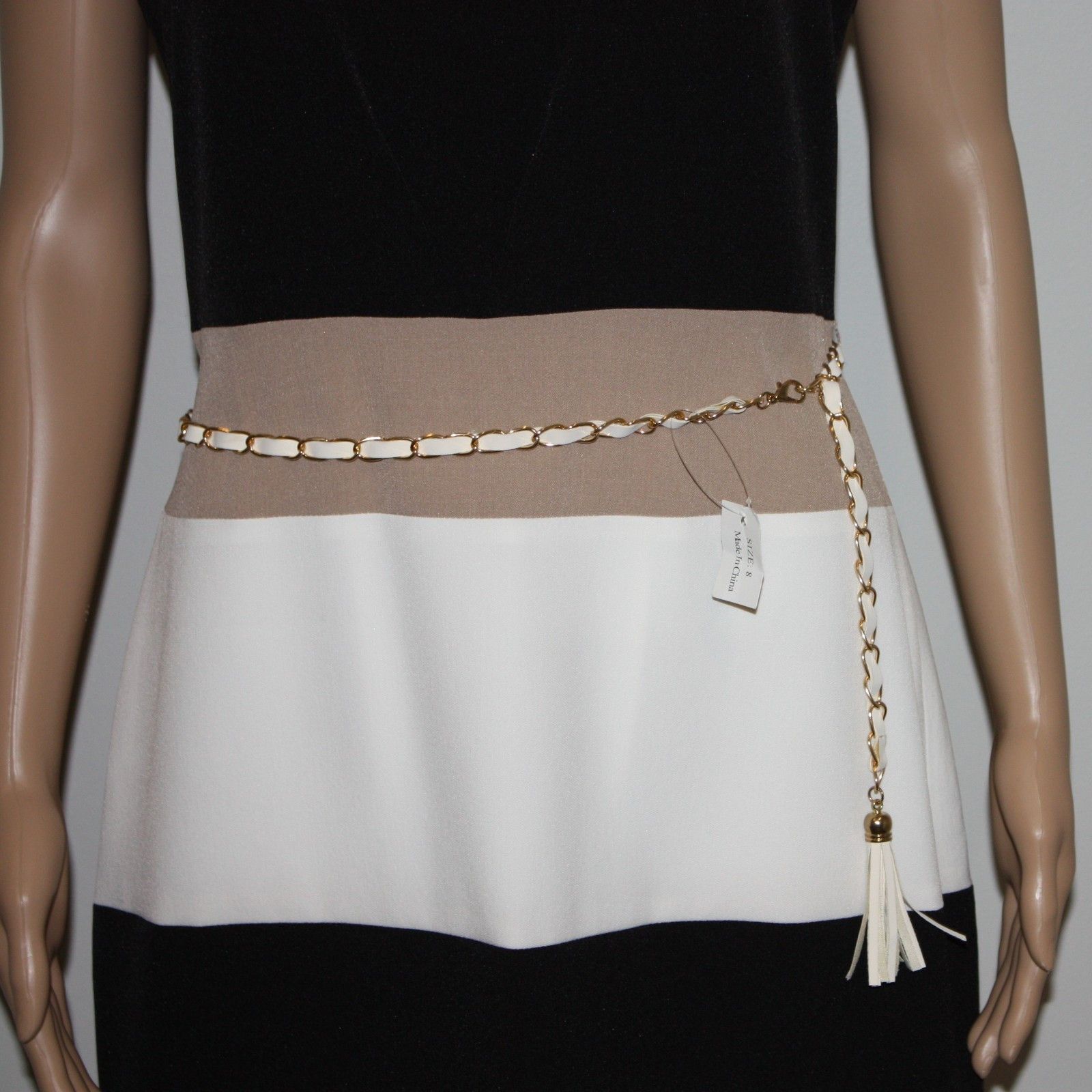 Other SD Collection Neutral Stretch Crepe Color Block Sheath Dress Size M / US 6-8 / IT 42-44 - 8 Thumbnail