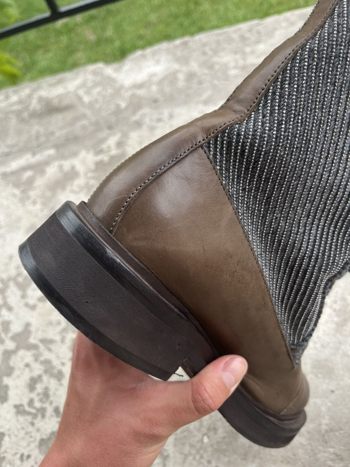 Brunello Cucinelli Brunello Cucinelli Leather Ankle Fur Boots with Monili Trim Size US 8.5 / IT 38.5 - 22 Thumbnail