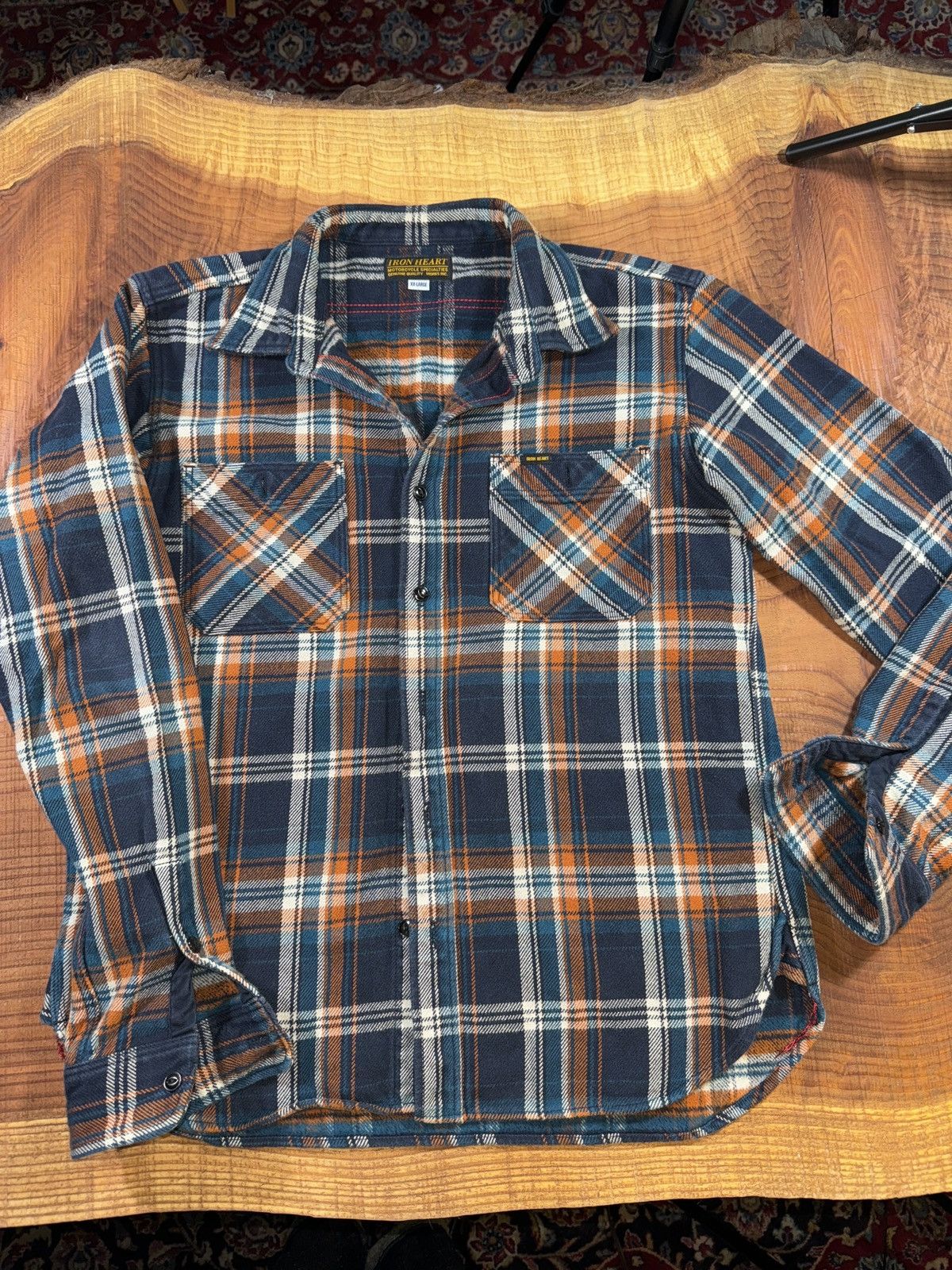 Iron Heart Iron Heart UHF crazy check XXL (IHSH-263-NAV) | Grailed