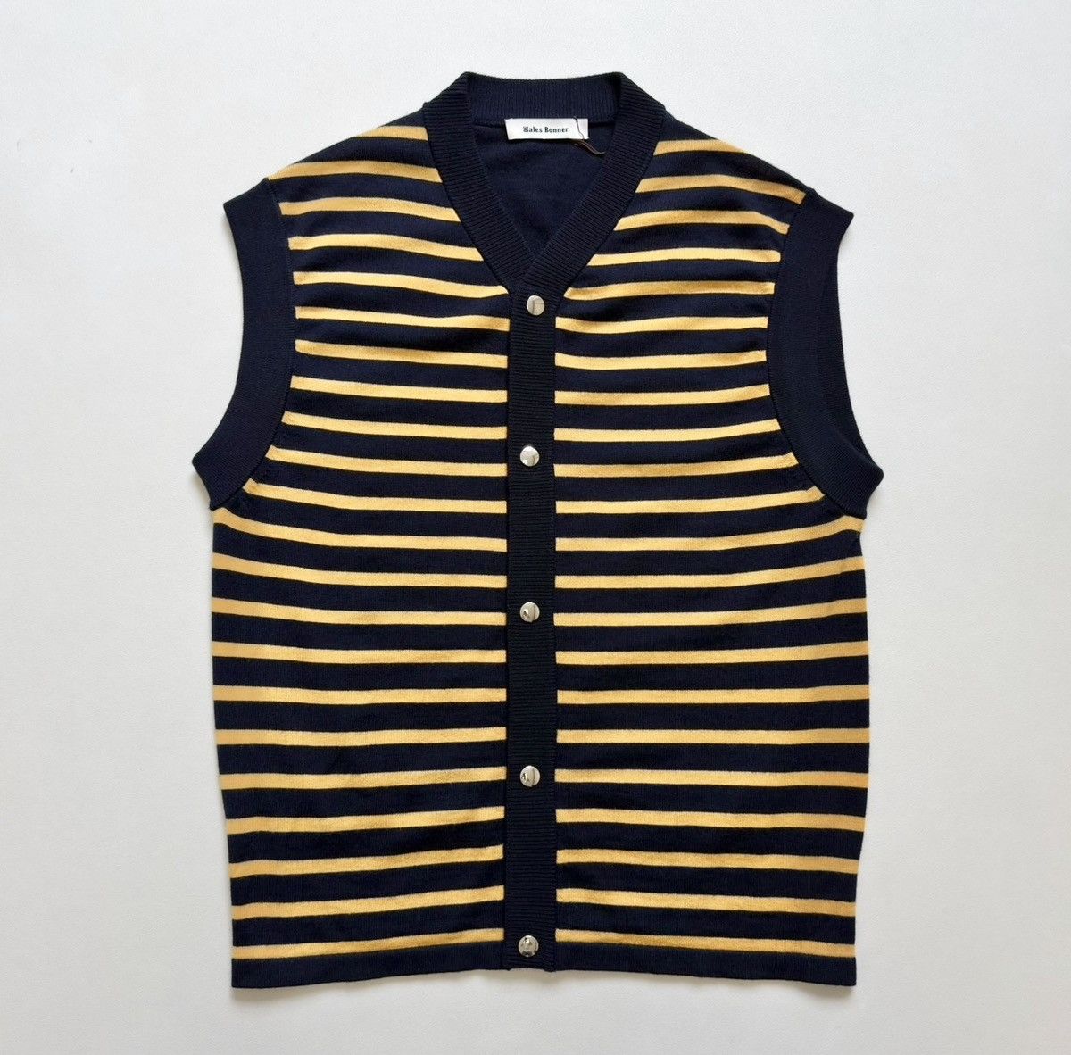 Wales Bonner ‘Kamau’ Blue/Yellow Striped Wool Cardigan Size US M / EU 48-50 / 2 - 3 Thumbnail
