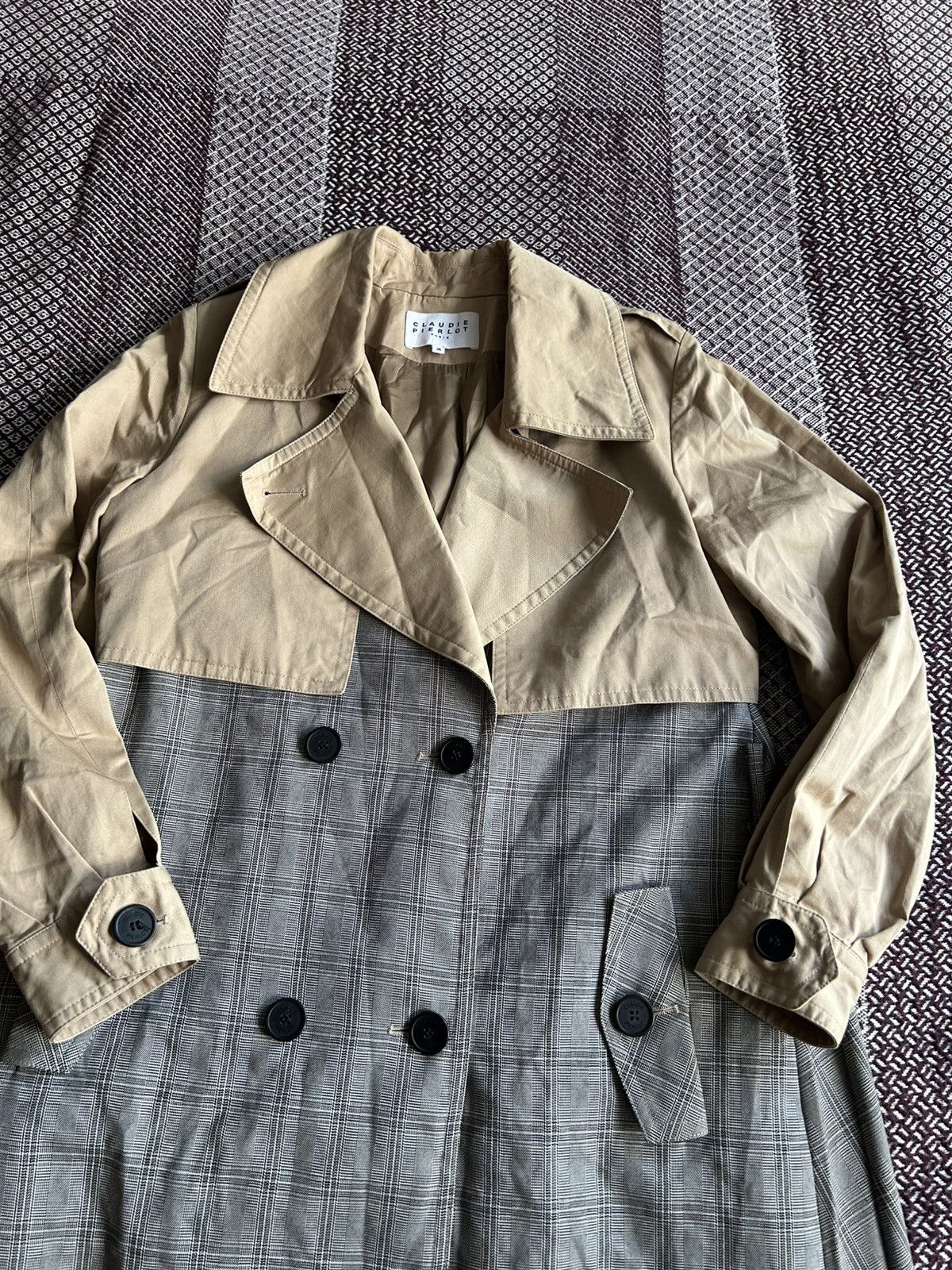 Vintage Claudie Pierlot Paris Trench Coat Luxury Style Avantgarde Size XS / US 0-2 / IT 36-38 - 7 Thumbnail