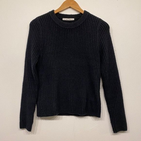 Abercrombie & Fitch Abercrombie & Fitch Black Ribbed Knit Tight and Stretchy Cre Size S / US 4 / IT 40 - 1 Thumbnail