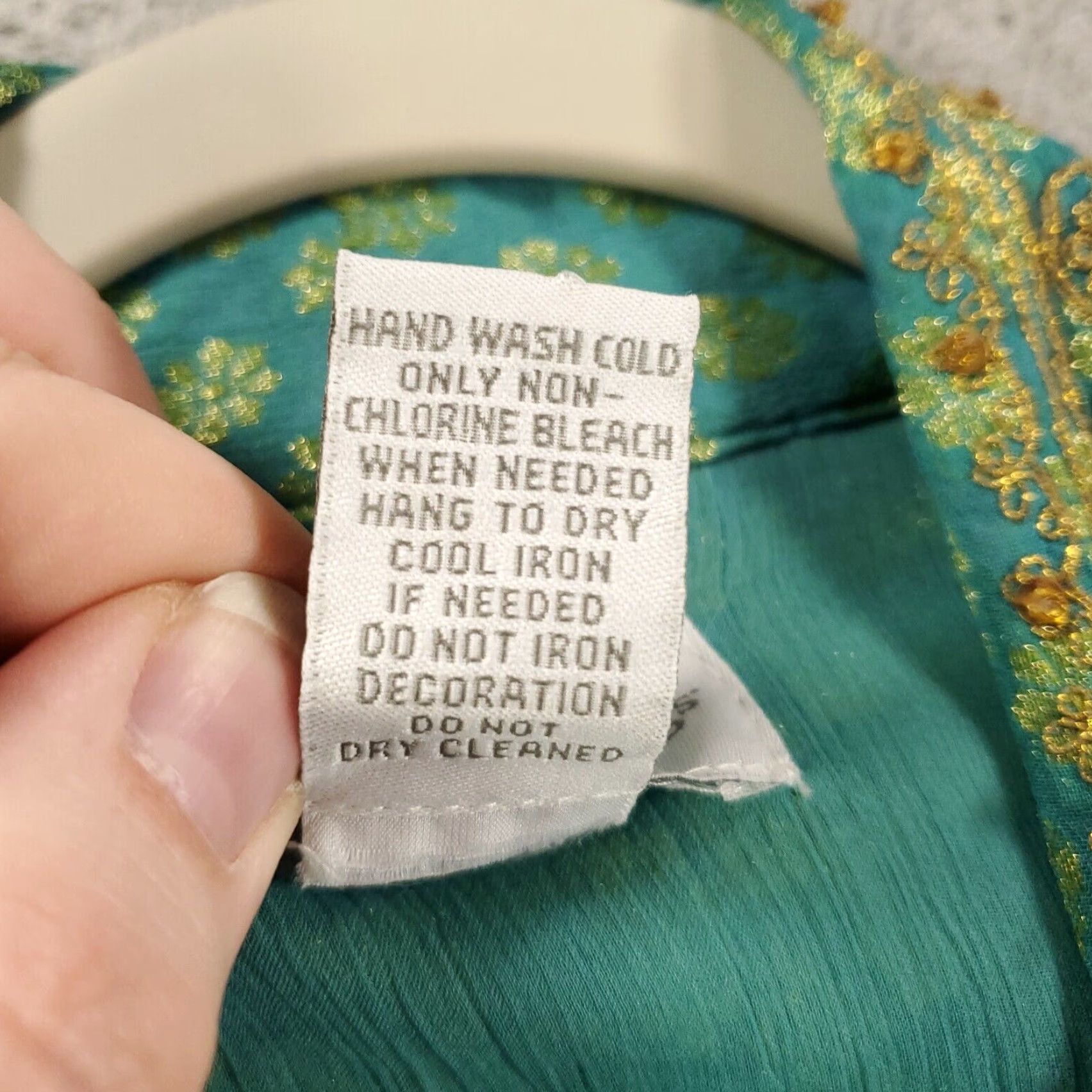 Soft Surroundings Soft Surroundings Sequined Cardigan Womens M Teal Gold Metallic Open Lined Bohemian Geometric Relaxed Fit Blouse Cardigan Accessories Size M / US 6-8 / IT 42-44 - 6 Thumbnail