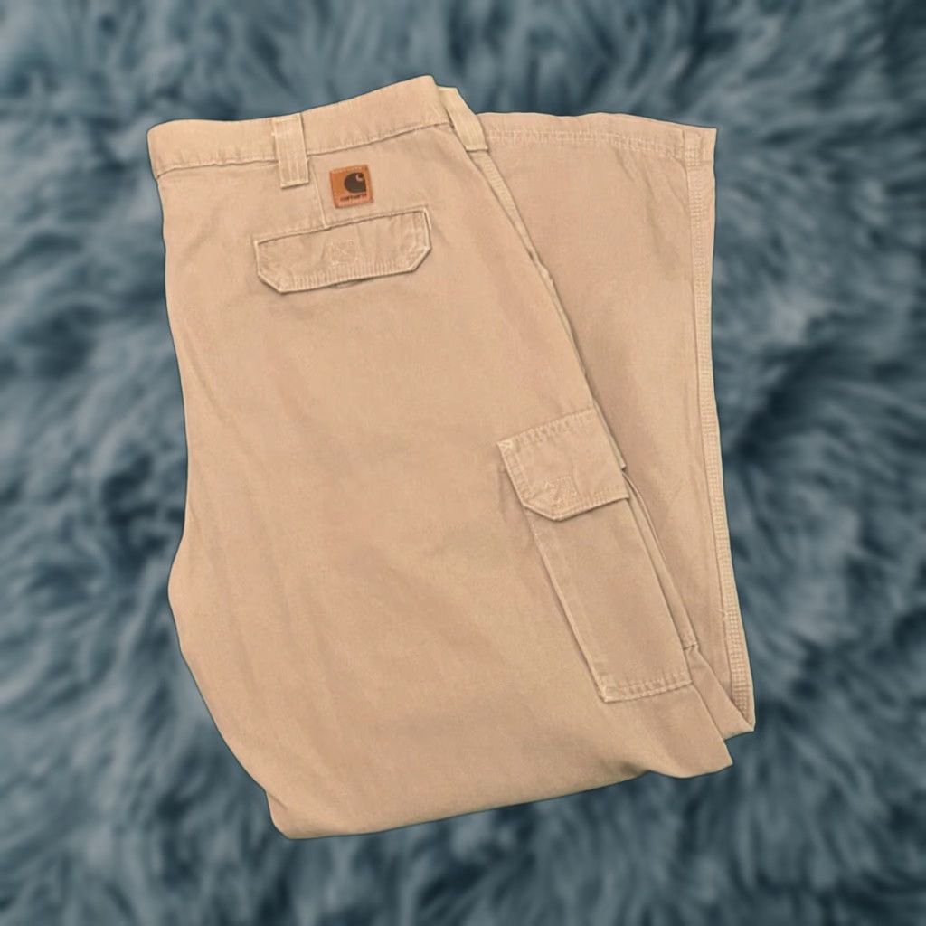 Carhartt VINTAGE Carhartt Workwear Cargo Pants Carpenter Dungaree Fit Mens 40 Skater 90s Grunge Hip Hop Punk USA Inseam 32 Beige Work Wear Mens Size US 40 / EU 56 - 1 Thumbnail