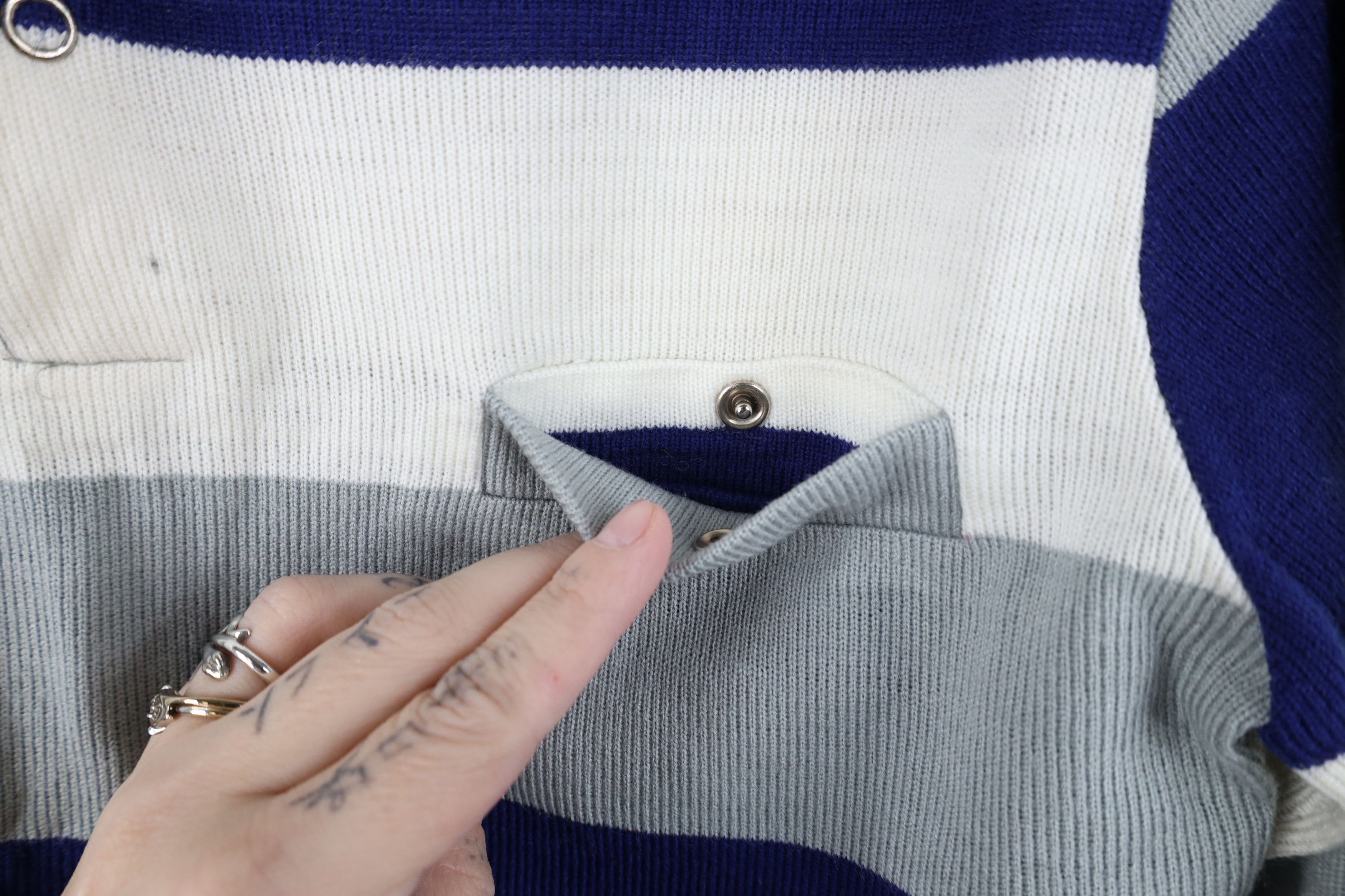 Vintage Vintage 70s Streetwear Block Knit Collared Polo Sweater Size US M / EU 48-50 / 2 - 7 Thumbnail
