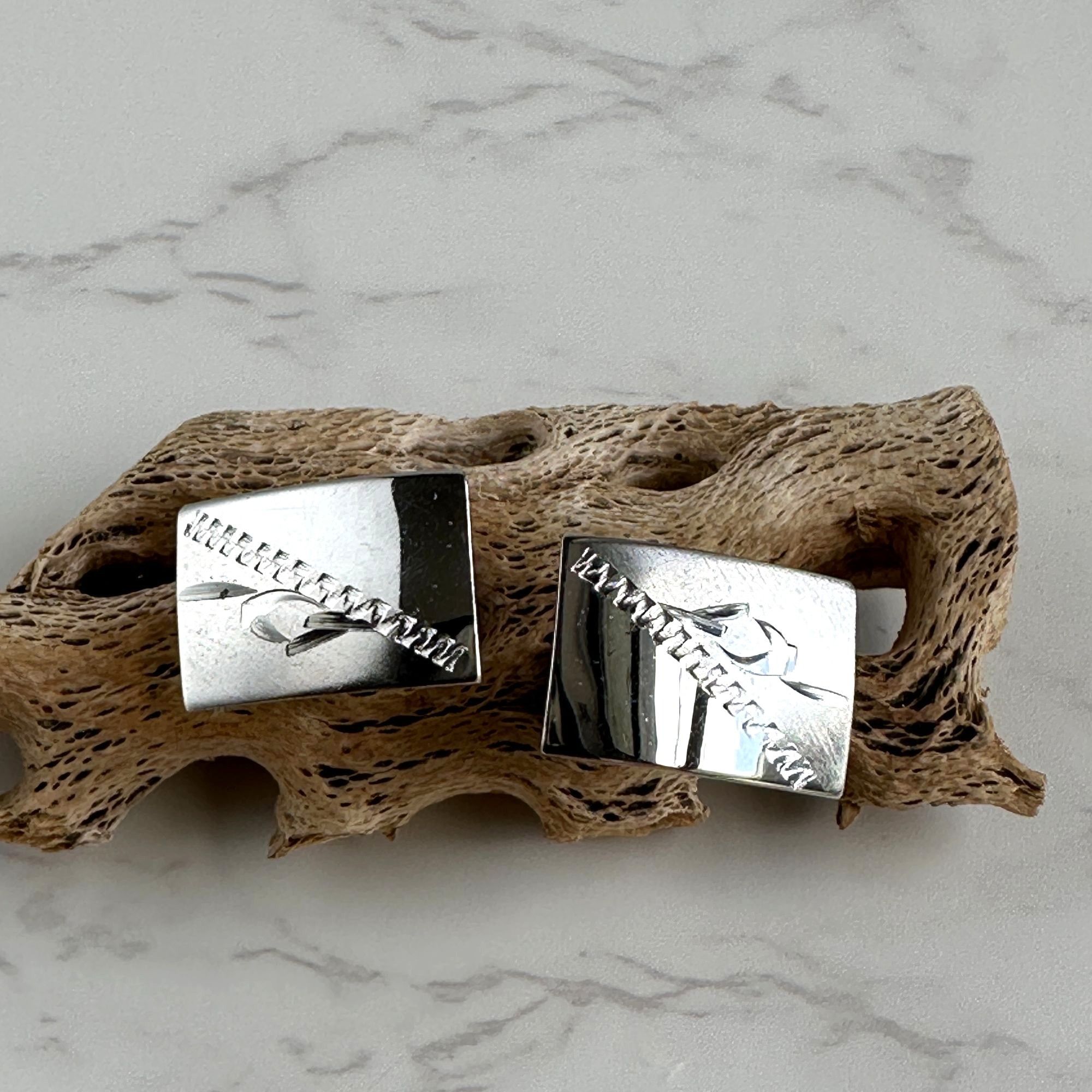 Vintage Vintage Sterling Silver Cufflinks – Engravable Size ONE SIZE - 1 Thumbnail