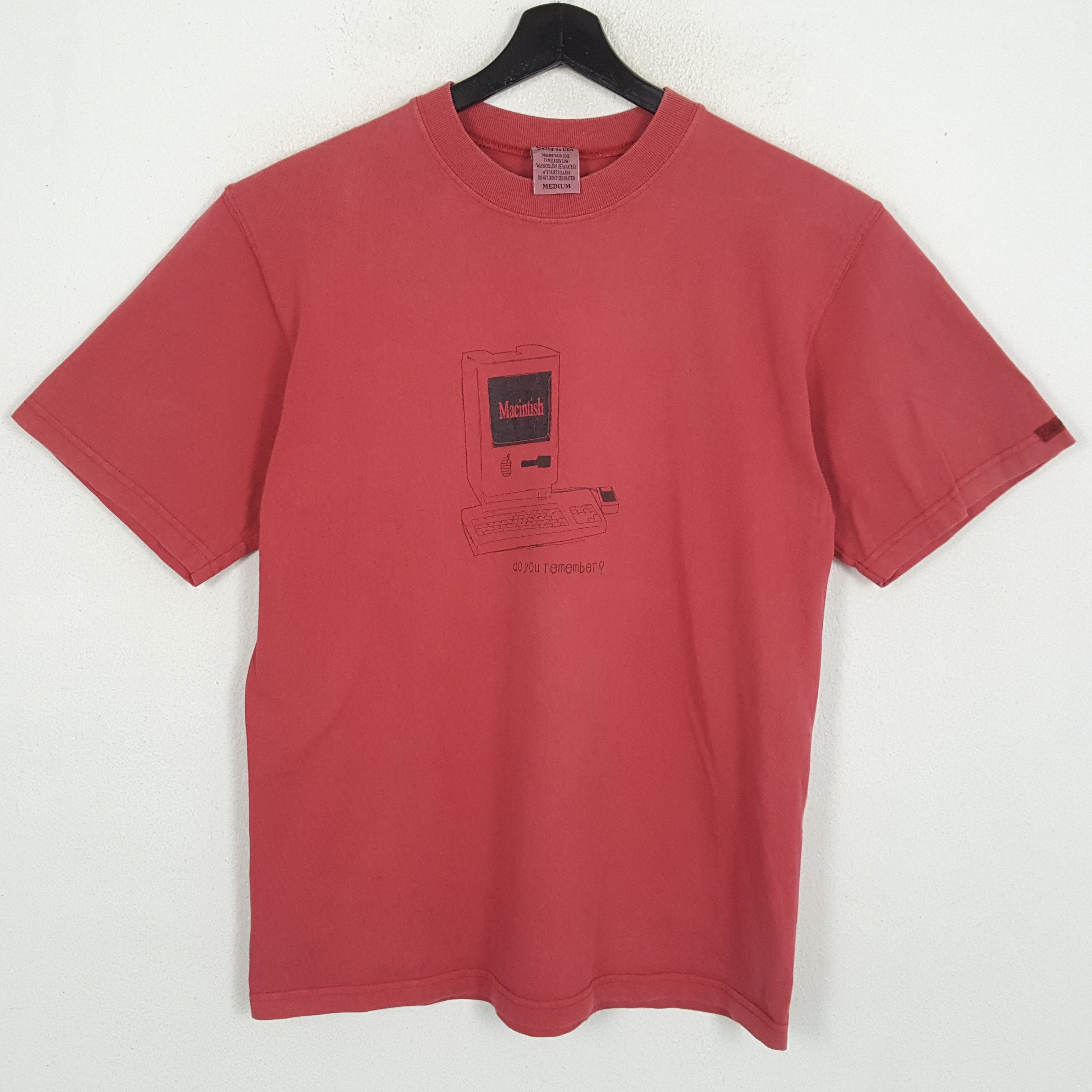 image of Macintish Apple Iphine Style Center Design Tshirt in Red, Men's (Size Medium)