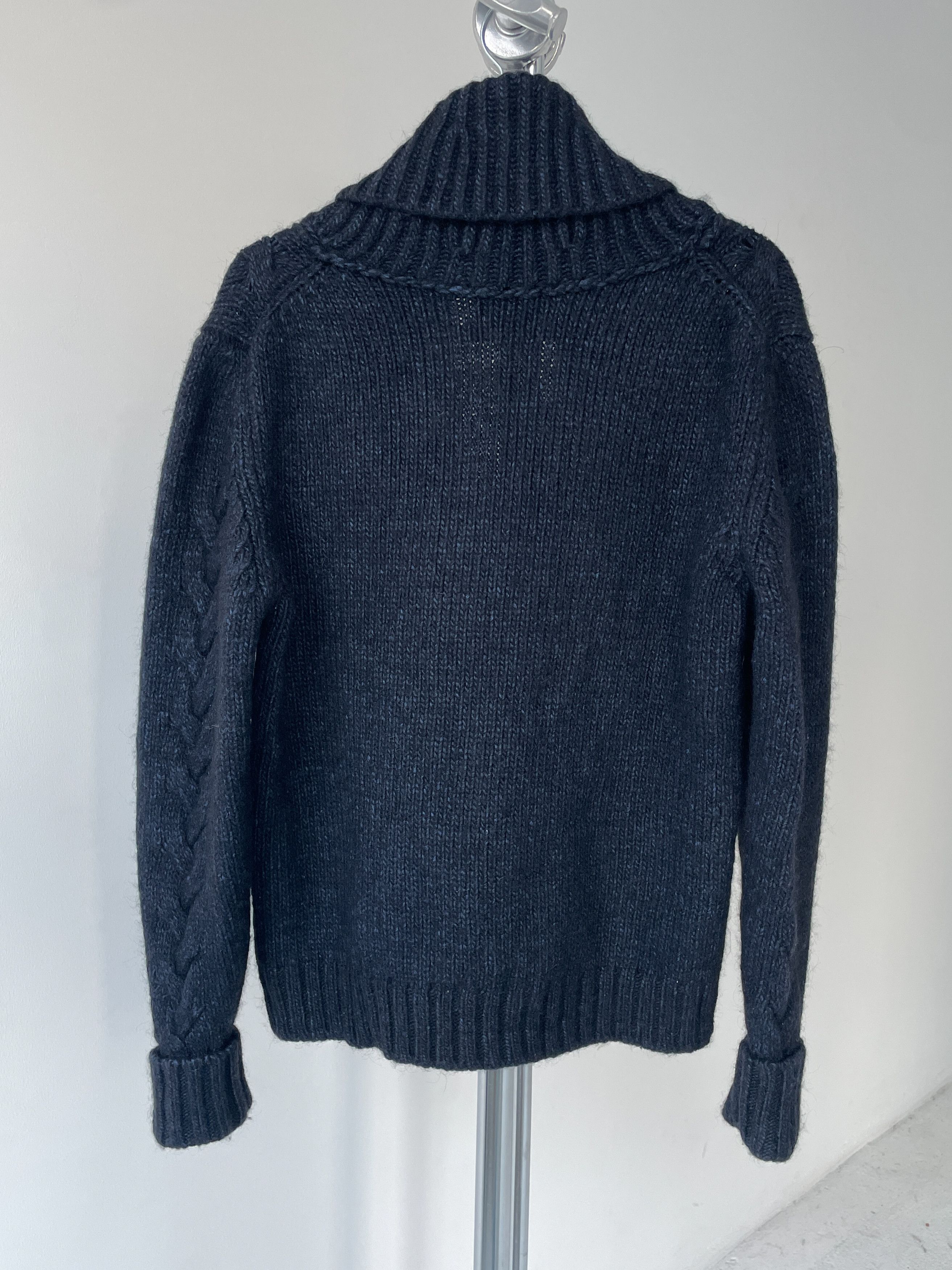 Yves Saint Laurent navy wool shawlneck sweater Size US M / EU 48-50 / 2 - 7 Thumbnail