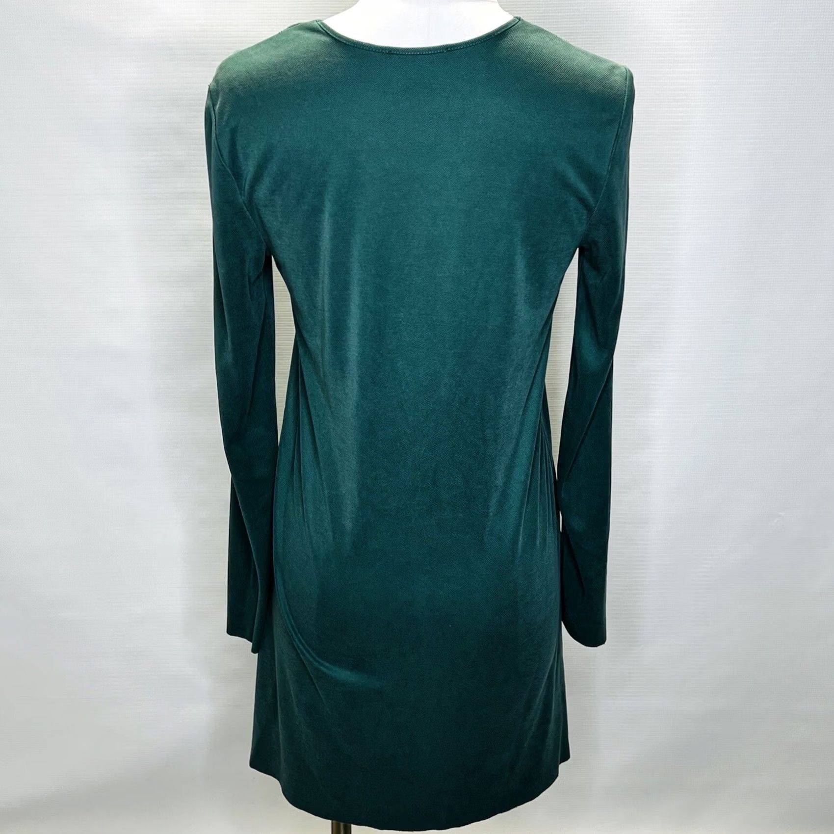 Vintage Trouve Dark Green Tunic S V-Neck Long Sleeve Slit High Low Blouse Women Regular Pattern Solid Vintage: No Size S / US 4 / IT 40 - 3 Thumbnail