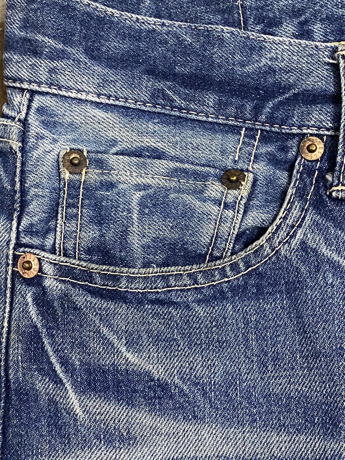 Japanese Brand Distressed - faded blue jeans with a worn look jeans Size US 30 / EU 46 - 9 Thumbnail