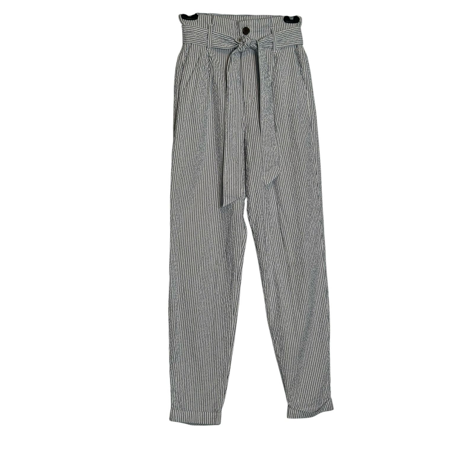 H&M H&M white blue pinstripes pleated high waist pants size 4 Size 27" / US 4 / IT 40 - 10 Thumbnail