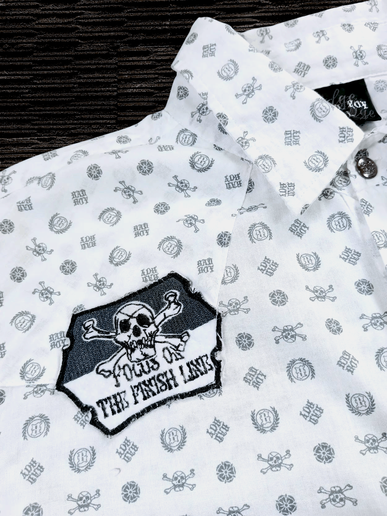 Japanese Brand Badboy full Skull print Y2K Poem Shirt Size US L / EU 52-54 / 3 - 12 Thumbnail