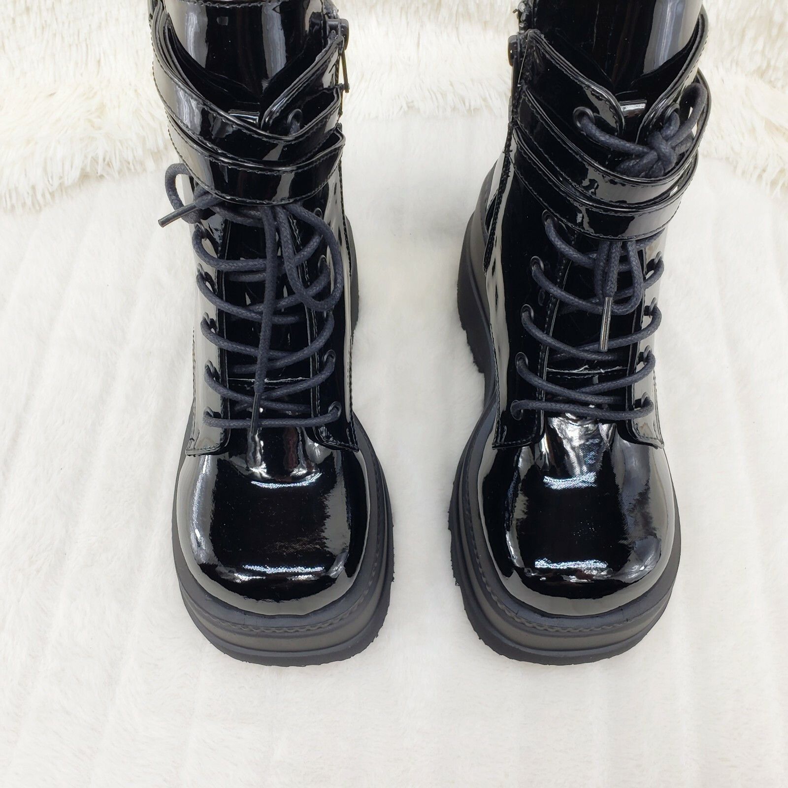 Demonia Cult DEMONIA Shaker 52 Black Patent Platform 4.5" Wedge Heel Ankl Size US 10 / IT 40 - 6 Thumbnail