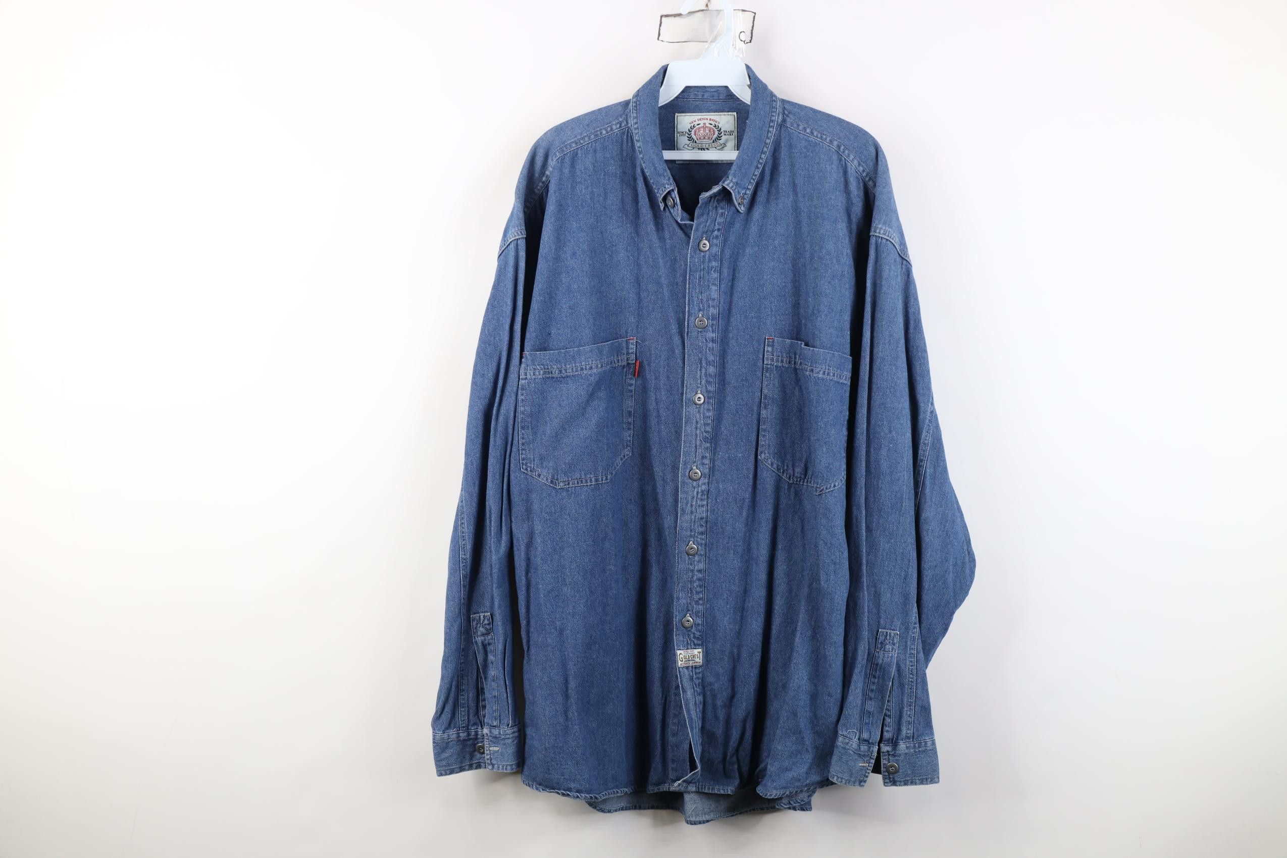 Vintage Vintage 90s Streetwear Big Pocket Denim Button Down Shirt Size US XL / EU 56 / 4 - 1 Thumbnail
