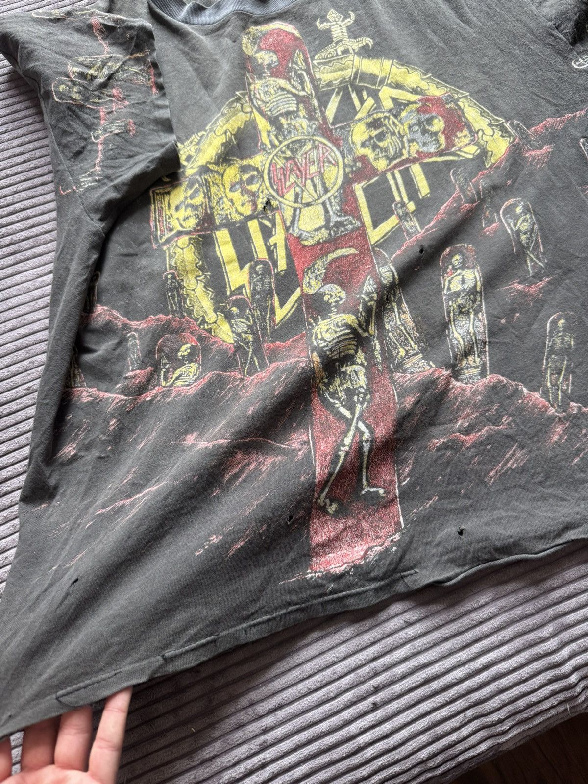 Band Tees 1991 SLAYER PERFECT WASH & THRASHED Metal BAND-Tee AOP 90s Size US XL / EU 56 / 4 - 12 Thumbnail