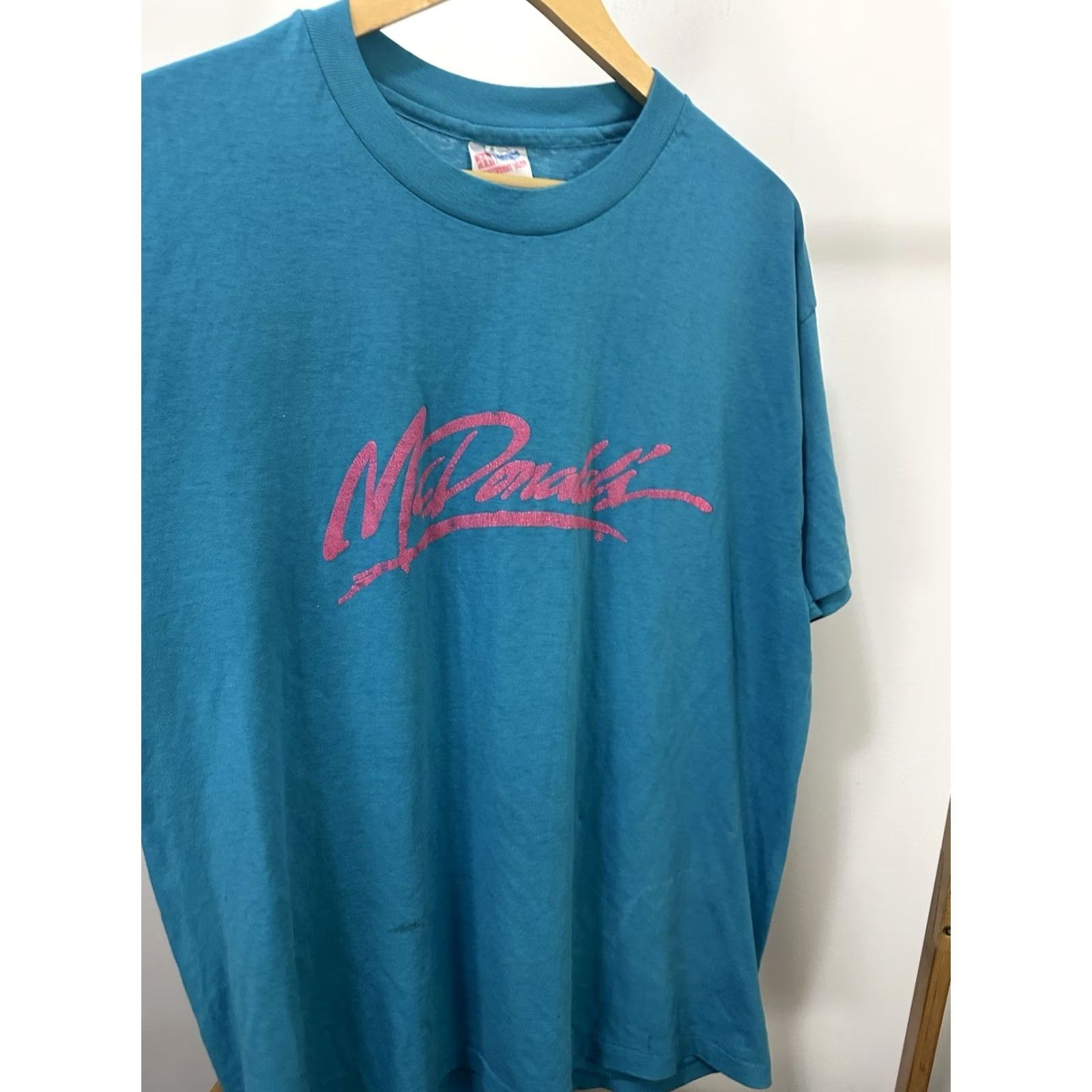 Hanes VTG McDonalds Paper Thin Burnout Worn Good Drape 5050 T-Shirt Size XL Men Blue Grunge 90s Mens Size US XL / EU 56 / 4 - 5 Thumbnail