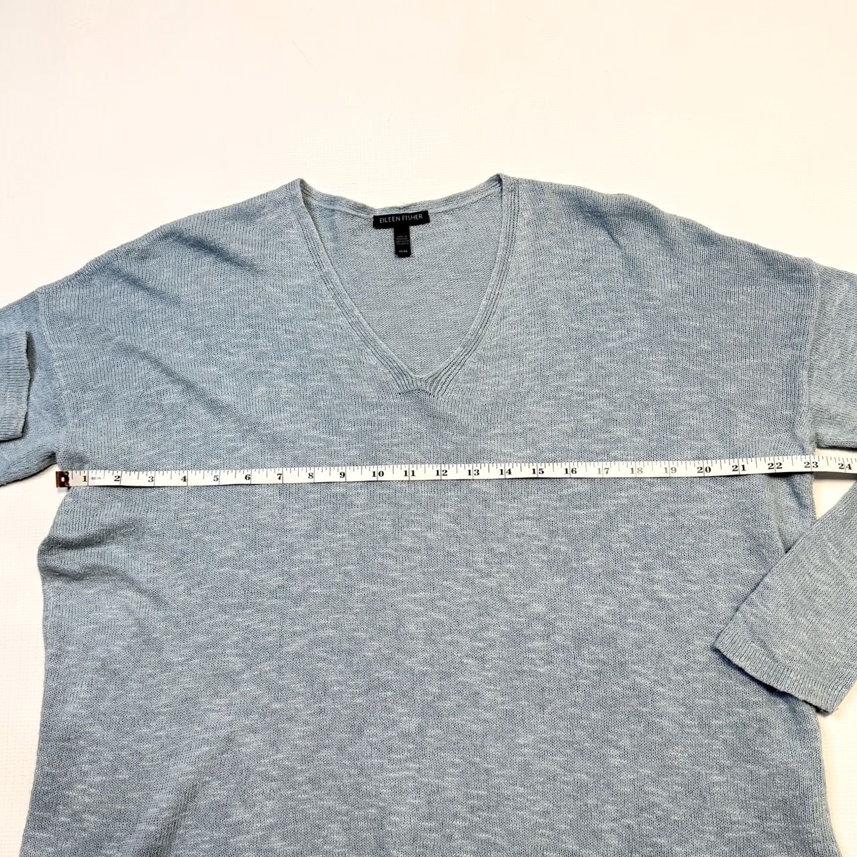 Eileen Fisher Eileen Fisher Sweater Womens Medium Blue Organic Cotton Linen V-Neck Pullover Size M / US 6-8 / IT 42-44 - 7 Thumbnail