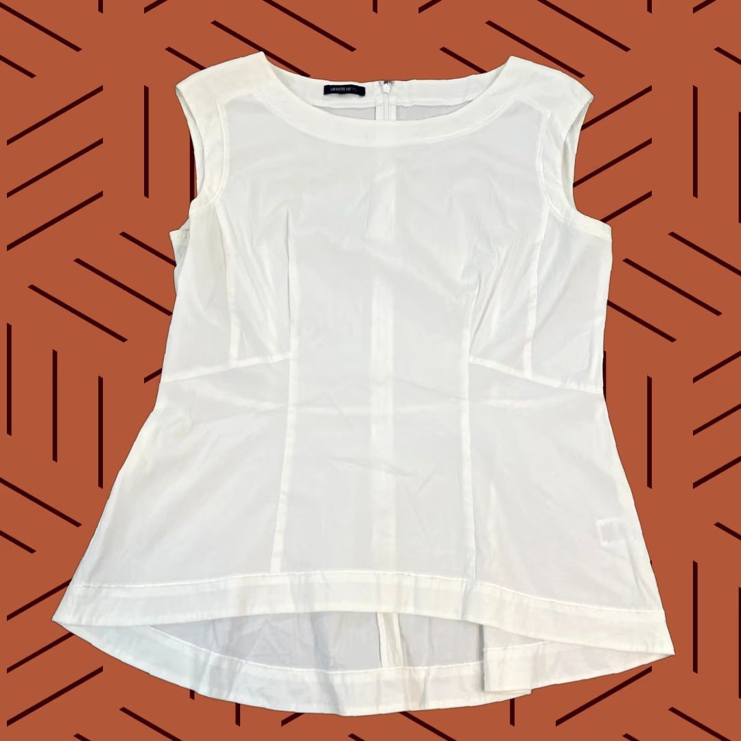 Vintage Lafayette 148 New York Shirt Womens M/L White Back Zip Sleeveless Sheer Lightweight Top Size M / US 6-8 / IT 42-44 - 1 Thumbnail