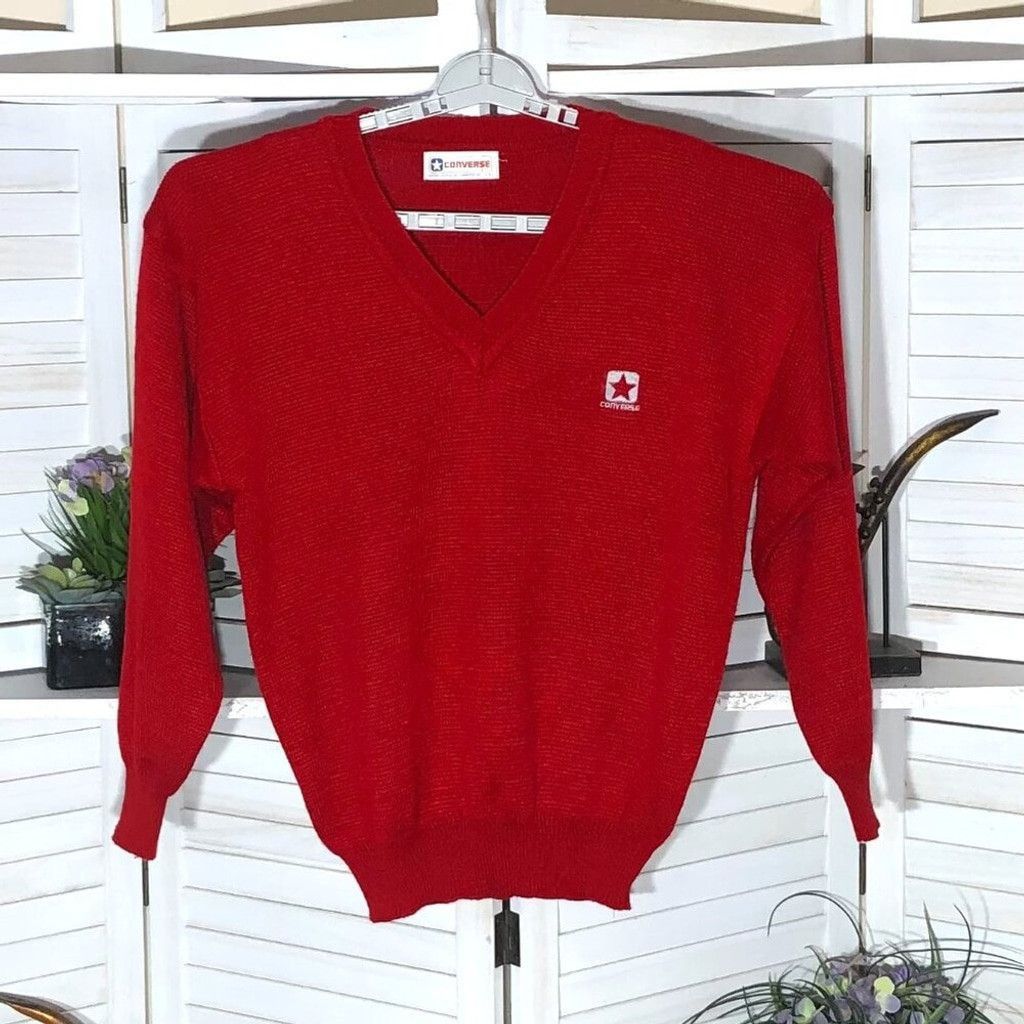 Converse Converse man's sweater red wool blend knit V neck L Size US L / EU 52-54 / 3 - 1 Thumbnail