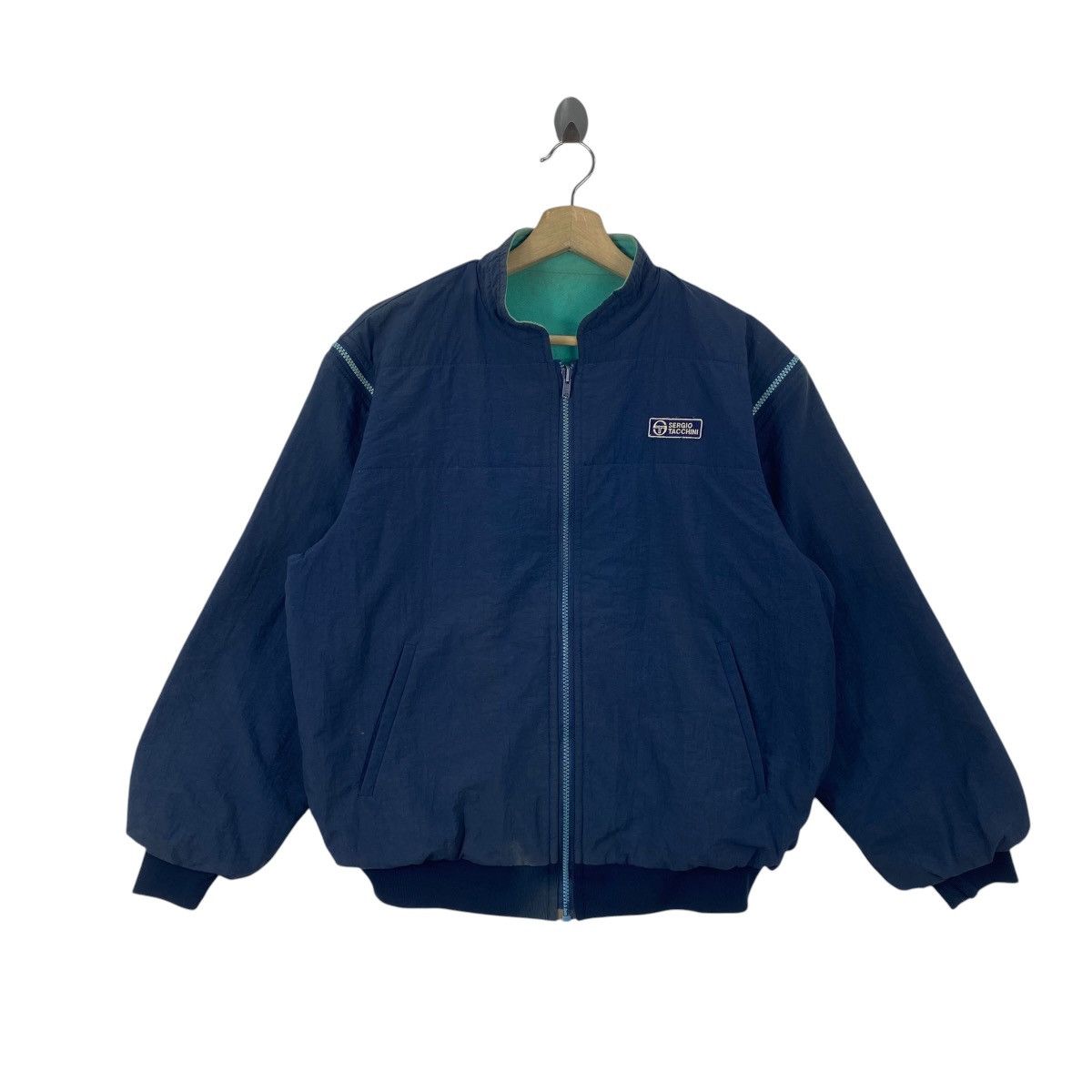 Sergio Tacchini Vintage SERGIO TACCHINI Reversible Bomber Jacket Full Zip Size US XL / EU 56 / 4 - 1 Thumbnail