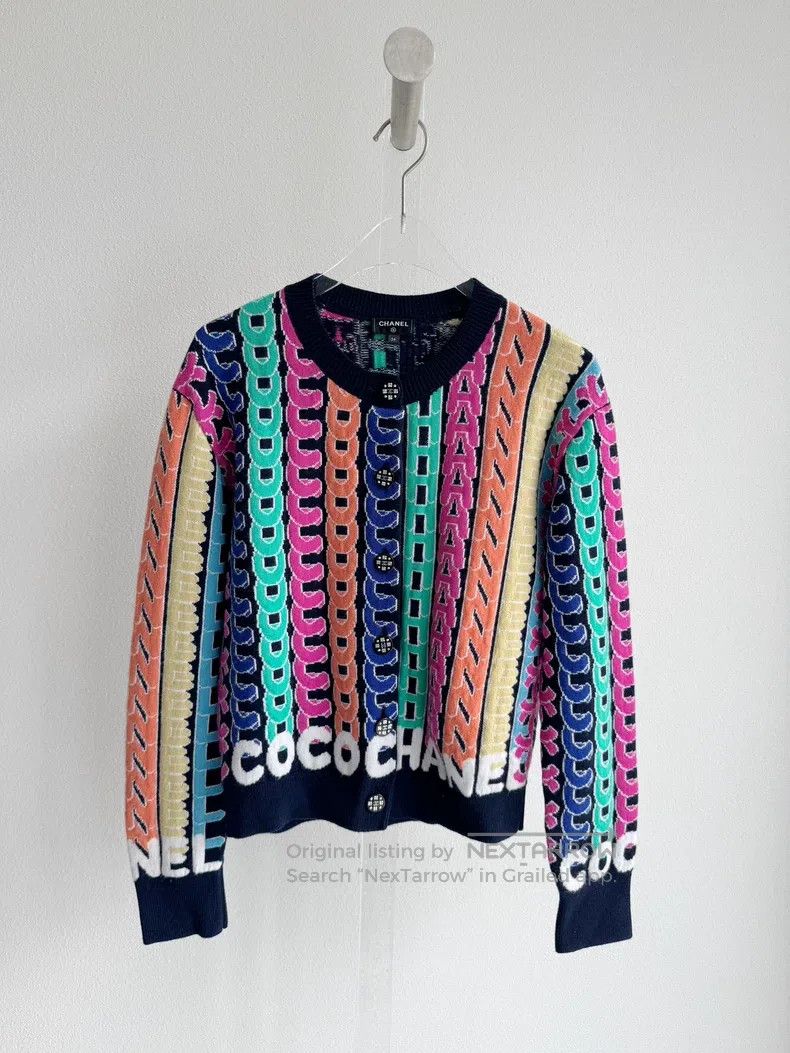 Chanel Chanel 21K colourful letter striped knitted sweater Size XXS / US 00 / IT 34 - 2 Thumbnail