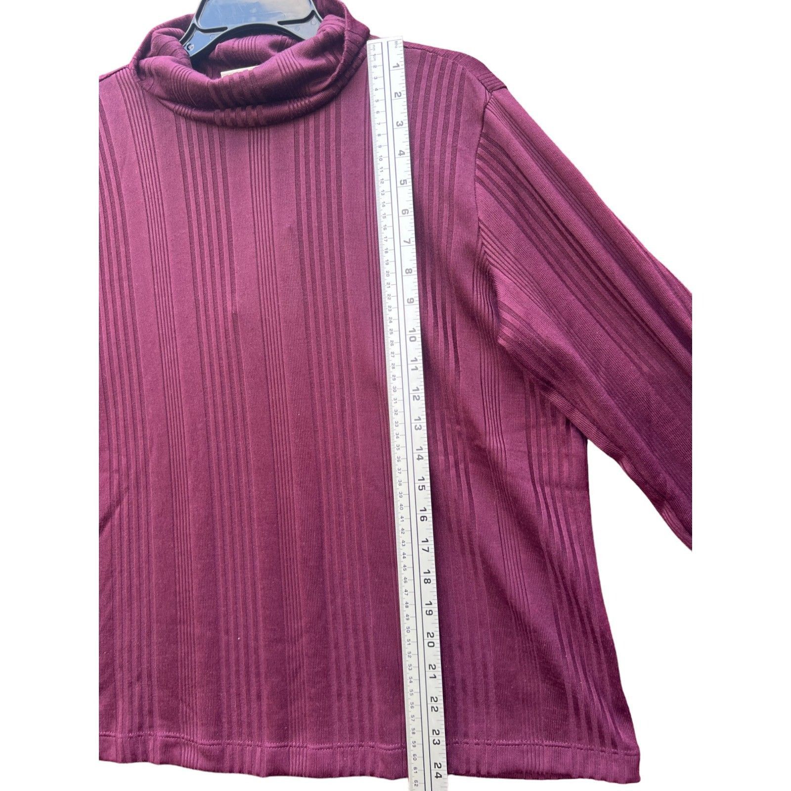 Other Knox Rose - Women's Long Sleeve Turtleneck Top - Plum - 1X Size XL / US 12-14 / IT 48-50 - 8 Thumbnail